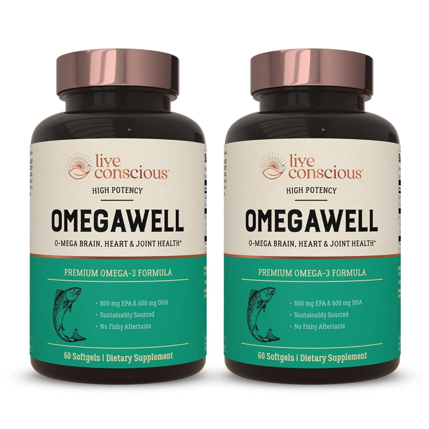 Live Conscious OmegaWell Fish Oil | 800 mg EPA / 600 mg DHA | Enteric-Coated, Burpless, Sustainably Sourced | 120-Count (2-Pack) - Image 9