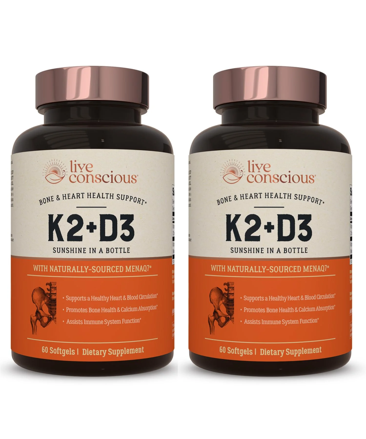 Live Conscious Vitamin K2 MK7 with D3 5000 IU – Bone & Heart Health Support (2-Pack) - Image 8