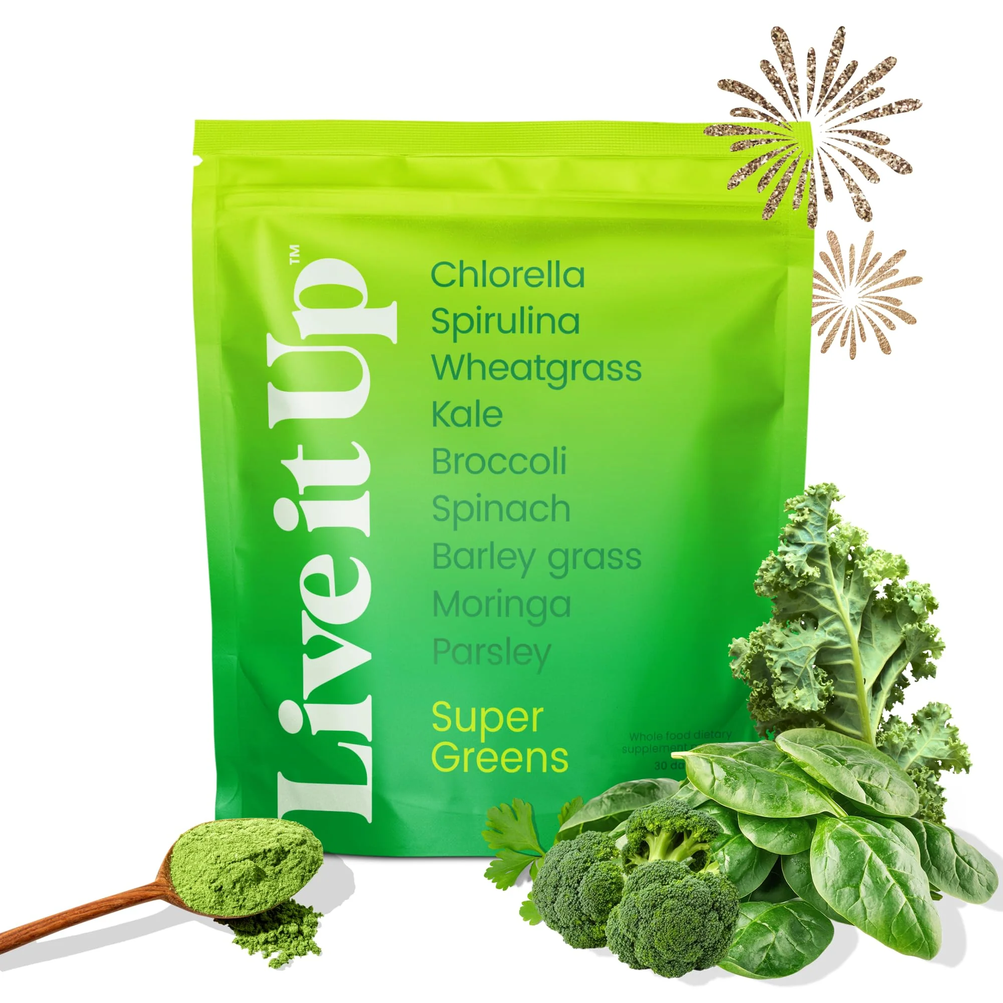 LIVE IT UP Super Greens Powder | Plant-Based Superfood + Probiotics & Digestive Enzymes | 30 Servings - Image 10