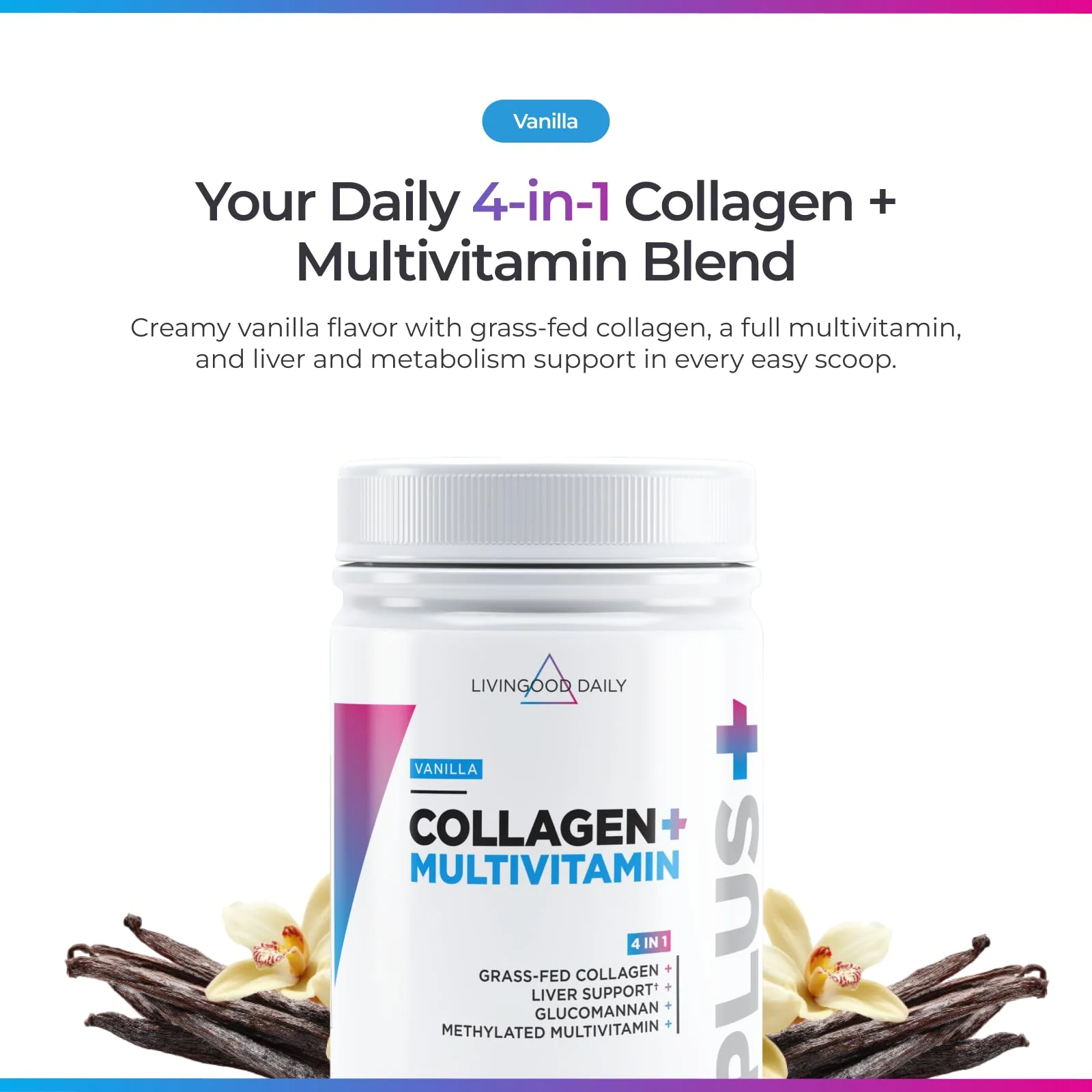 Livingood Daily Collagen Powder Vanilla – Grass-Fed, Vitamin C & Multivitamins, Gluten Free, 30 Servings - Image 10