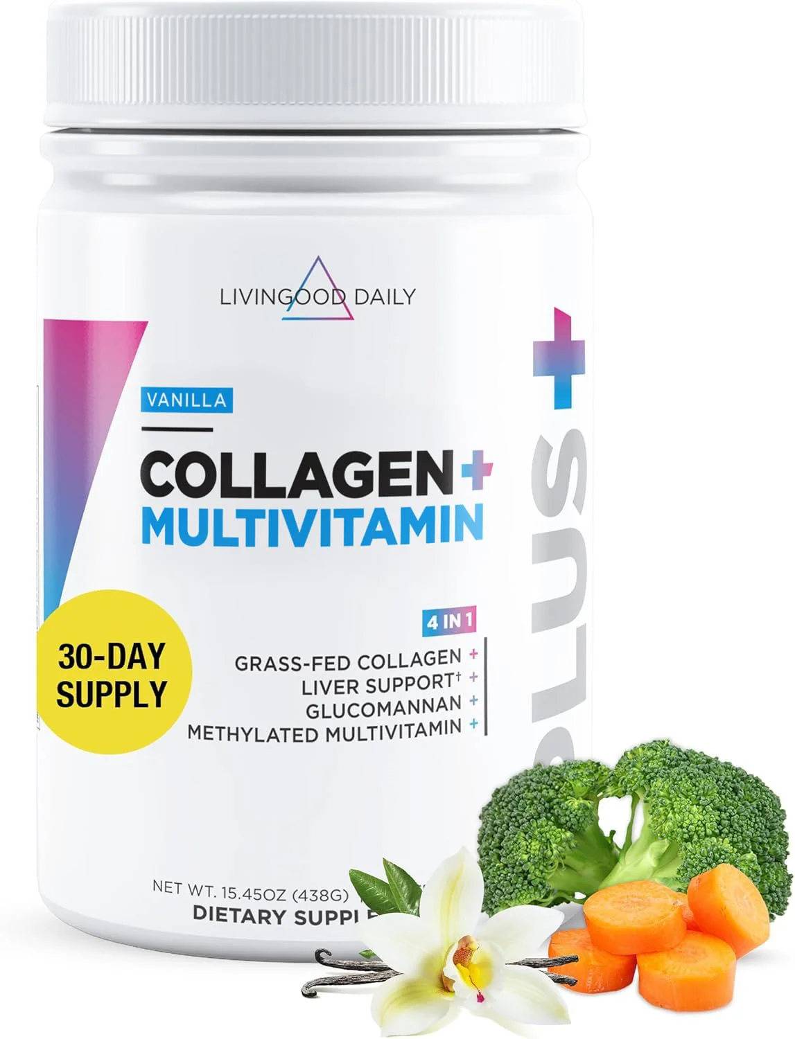 Livingood Daily Collagen Powder Vanilla – Grass-Fed, Vitamin C & Multivitamins, Gluten Free, 30 Servings - Image 9