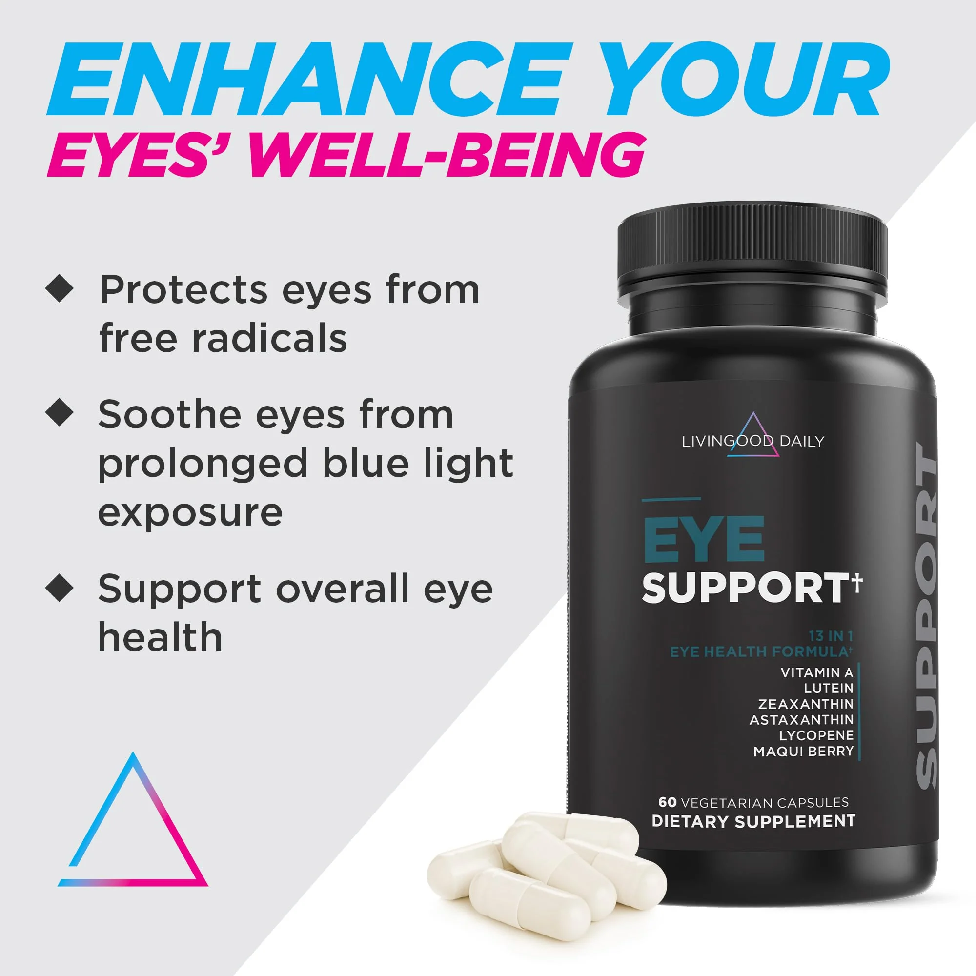 Livingood Daily Eye Support – 13-in-1 Vision Vitamin (Vegan, 60 Capsules) - Image 4