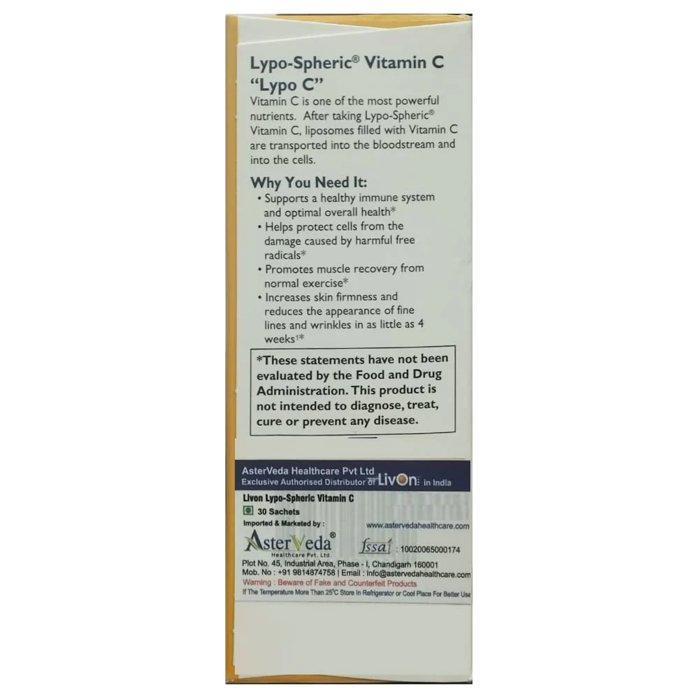 LivOn Laboratories Lypo-Spheric Vitamin C 1000 mg + 1000 mg Phospholipids per Packet | Liposome-Encapsulated, Non-GMO, 30 Packets - Image 4
