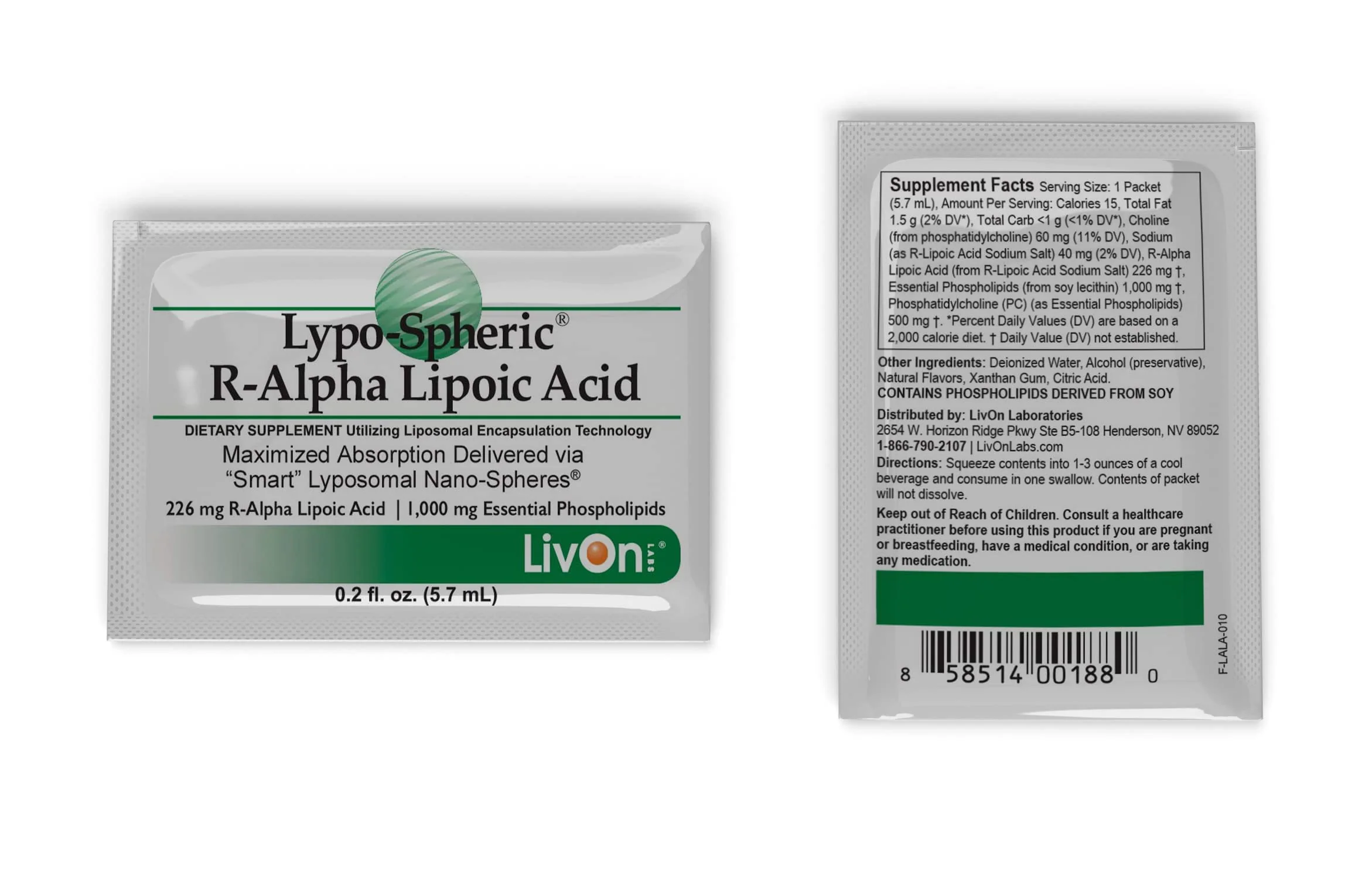LivOn Liposomal R-Alpha Lipoic Acid – 226 mg Per Packet | 30 Packets | 2-Pack - Image 2