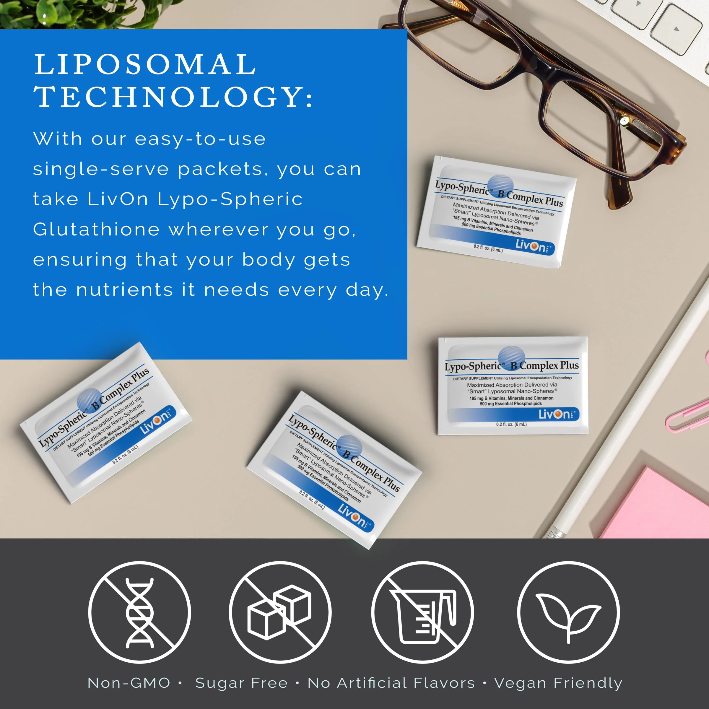 LivOn Lypo-Spheric B Complex Plus – 190 mg B Vitamins + Cinnamon | Liposome-Encapsulated, Non-GMO - Image 12