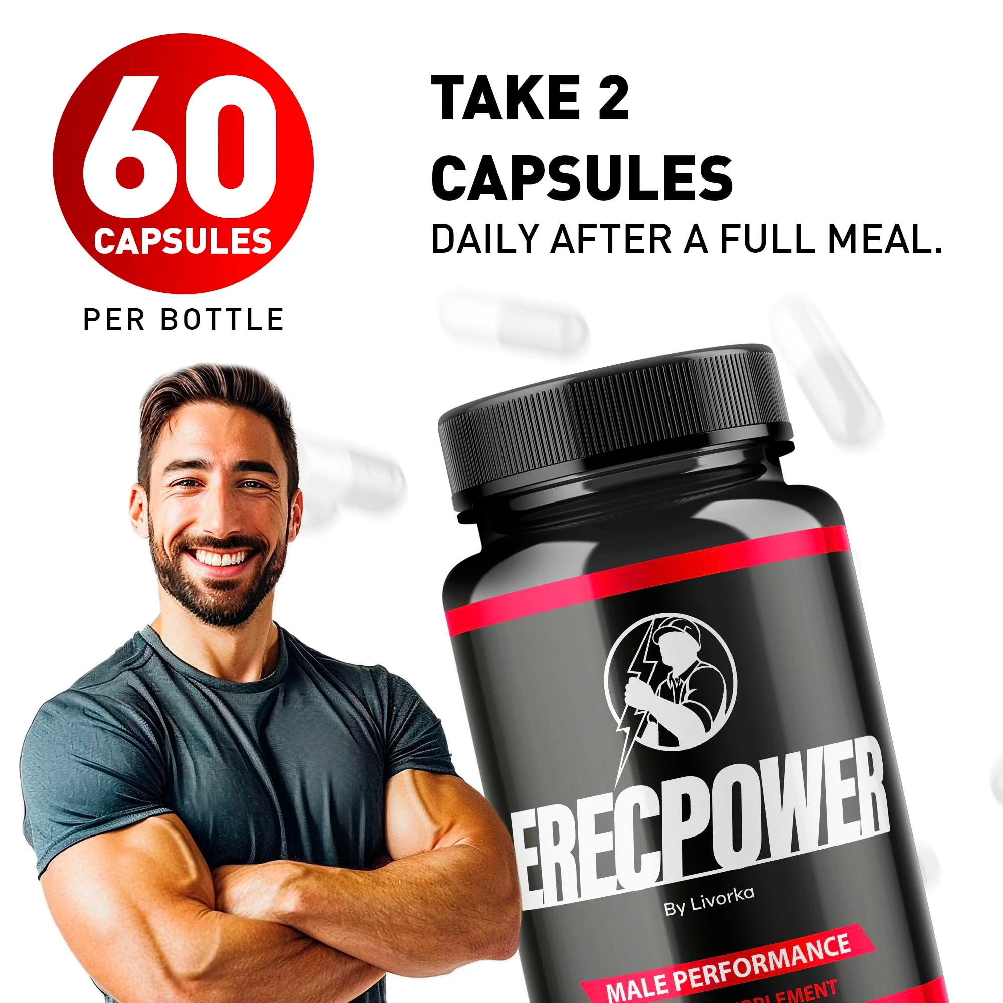 LIVORKA Erecpower Multivitamin for Men – Advanced Formula Capsules, 300 Pills/Bottle, Pack of 5 (5-Month Supply) - Image 4