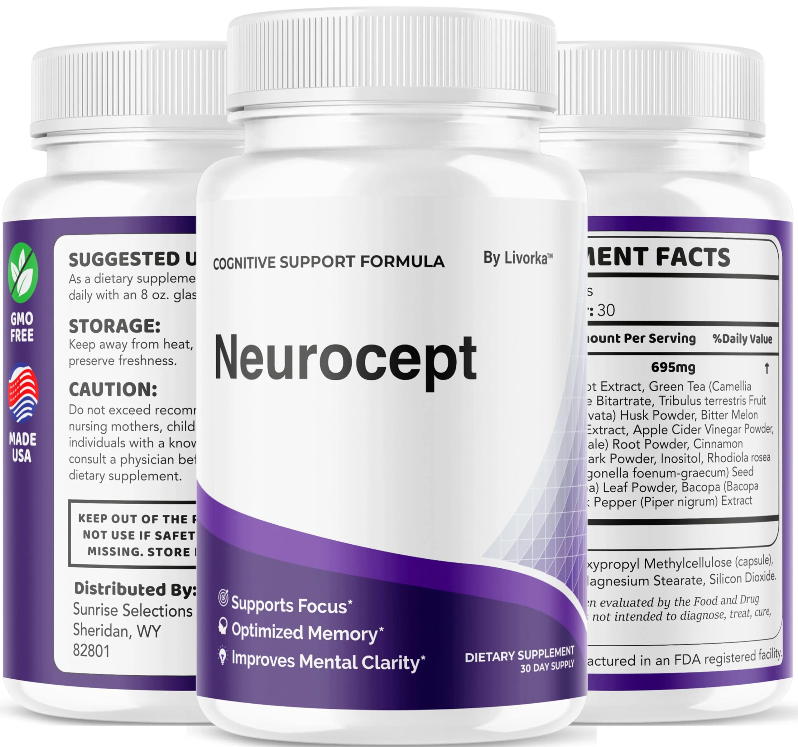 LIVORKA Neurocept Brain Supplement Capsules (5 Pack) — Focus, Memory & Clarity, 300 Capsules - Image 18