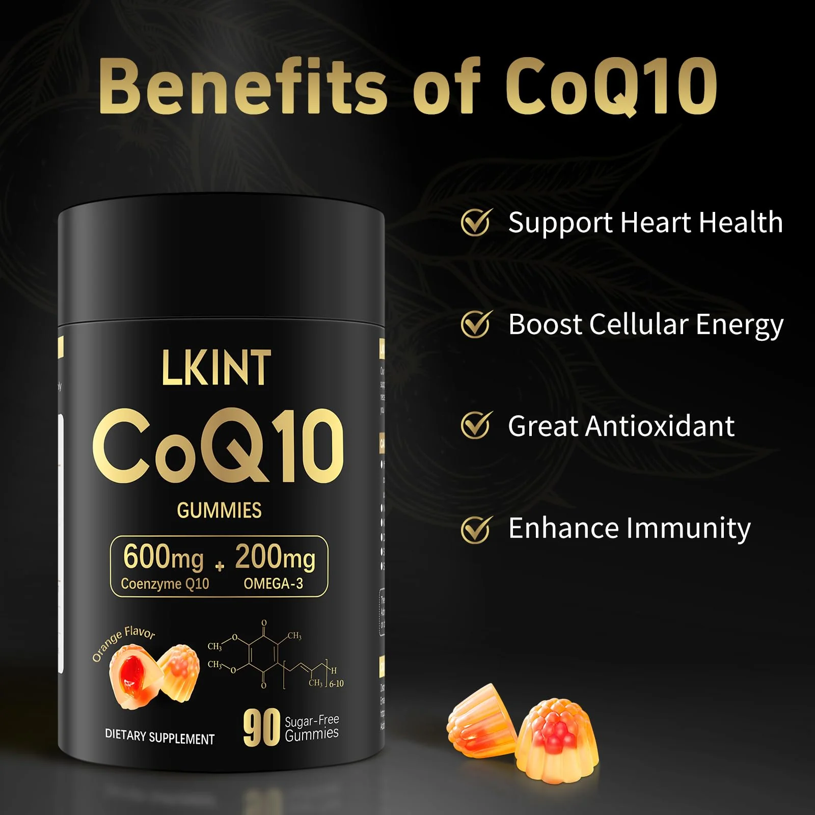 LKINT CoQ10 Gummies 600mg — Sugar Free with Omega-3 & Vitamin E (Pack of 2, 180 Gummies) - Image 11