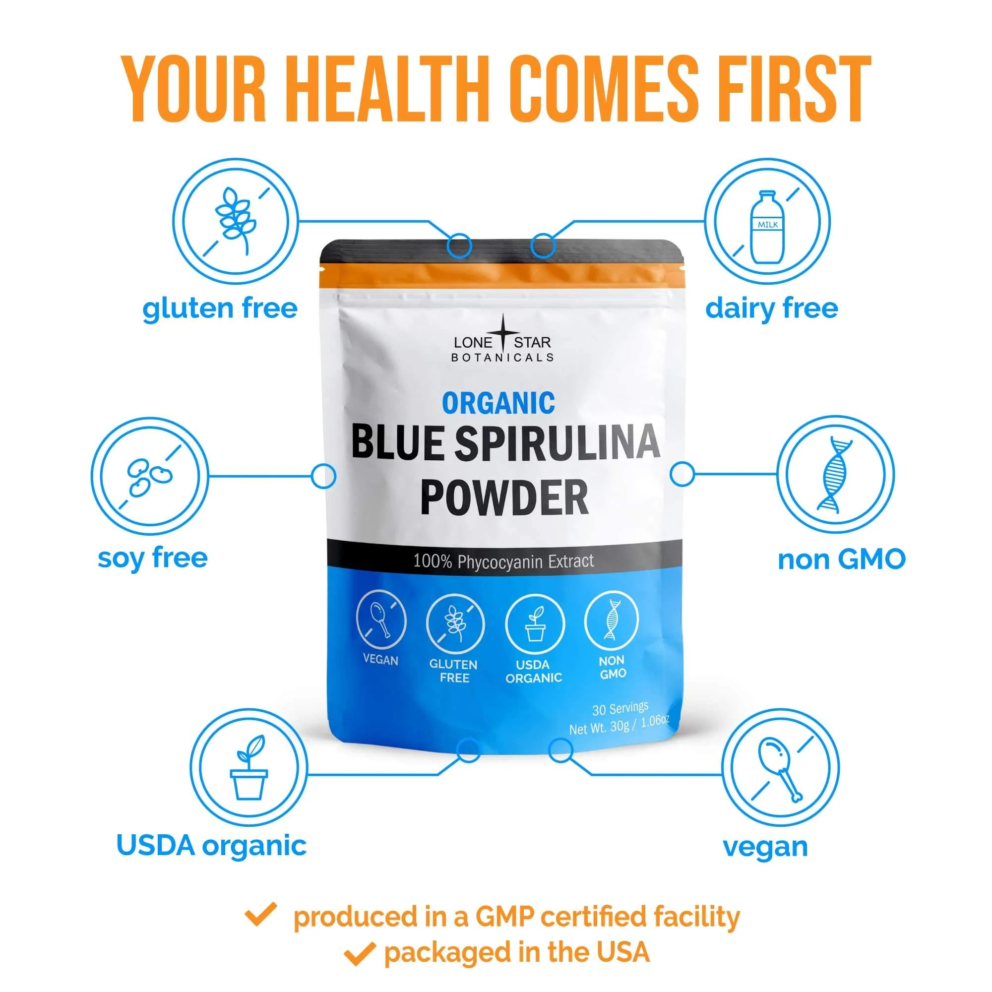 Lone Star Botanicals Organic Blue Spirulina Powder – 300 Servings, Non-GMO, Vegan, Gluten-Free, USDA Certified - Image 5