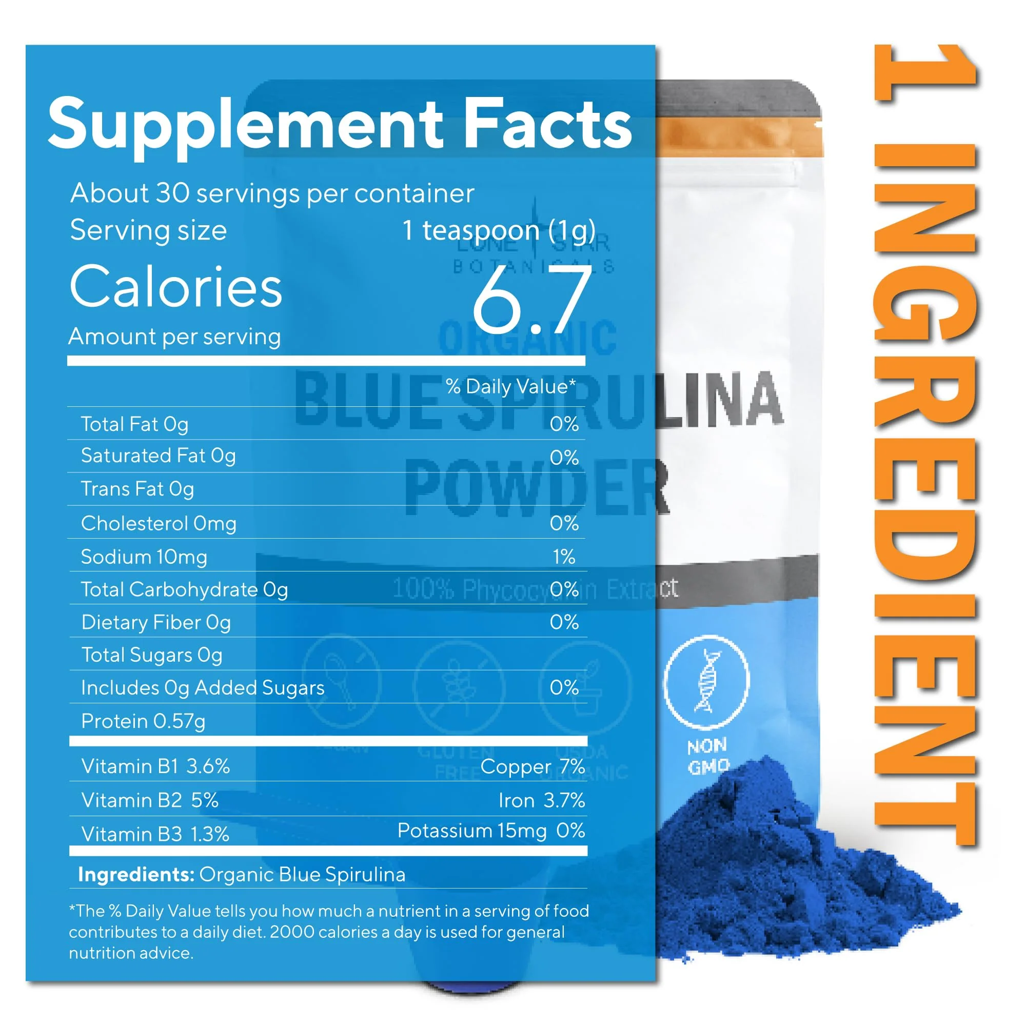 Lone Star Botanicals Organic Blue Spirulina Powder – 300 Servings, Non-GMO, Vegan, Gluten-Free, USDA Certified - Image 9