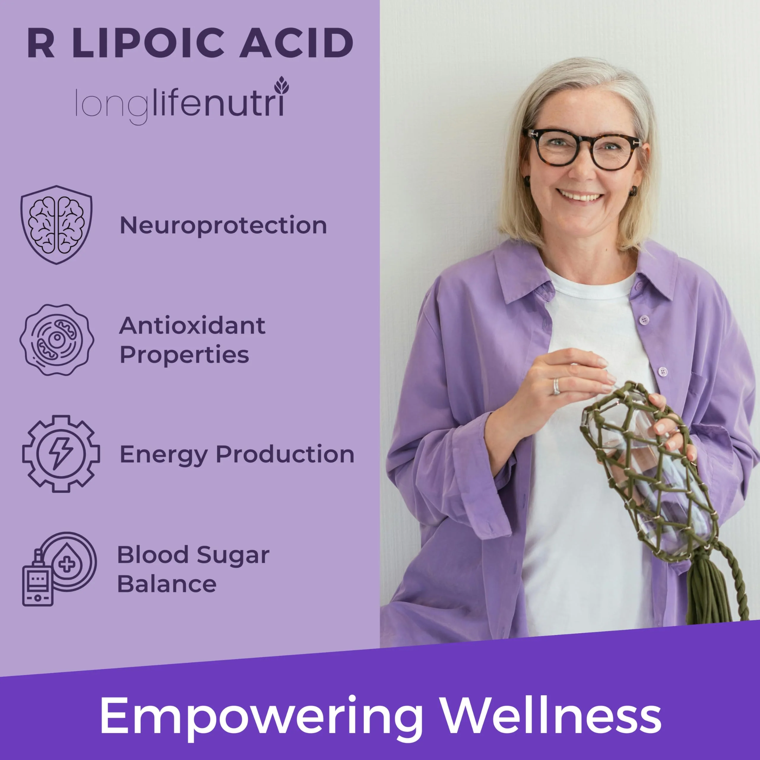 LongLifeNutri Stabilized R-Alpha Lipoic Acid 300mg – 120 Veg Capsules, 4-Month Supply, Made in USA - Image 2