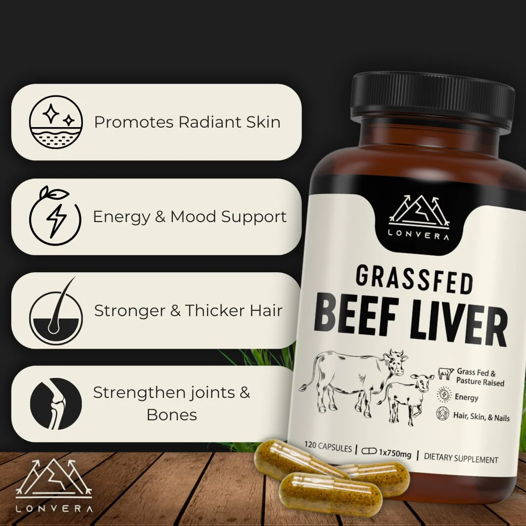 Lonvera Grass-Fed Beef Liver Capsules – 3000mg Freeze-Dried Desiccated Organs for Energy, Joints & Skin - Image 3