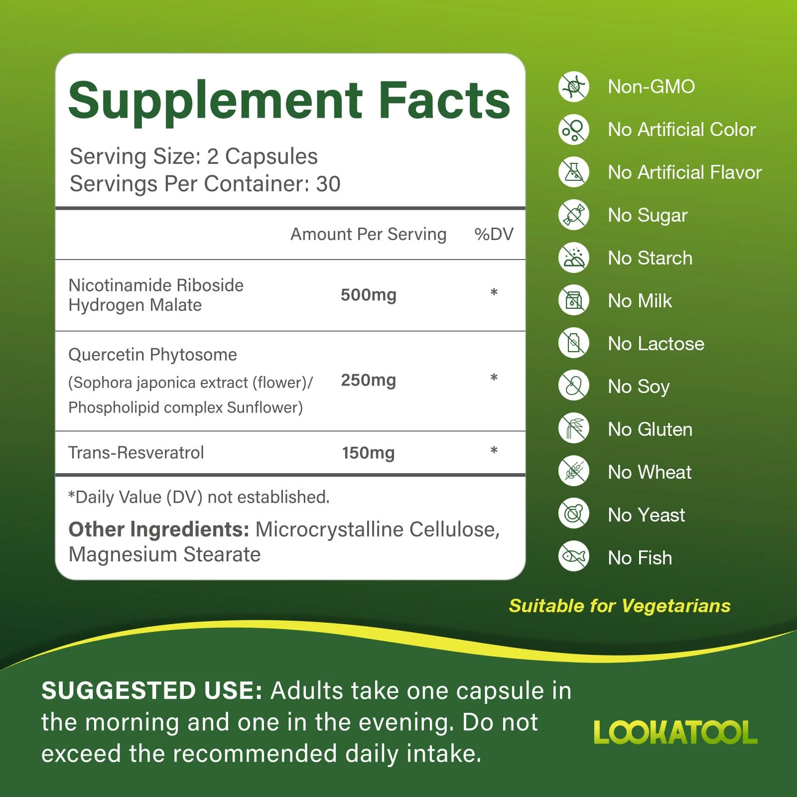 Lookatool NAD+ Resveratrol Liposomal Supplement – Anti-Aging, Focus & Energy (60 Caps) - Image 6