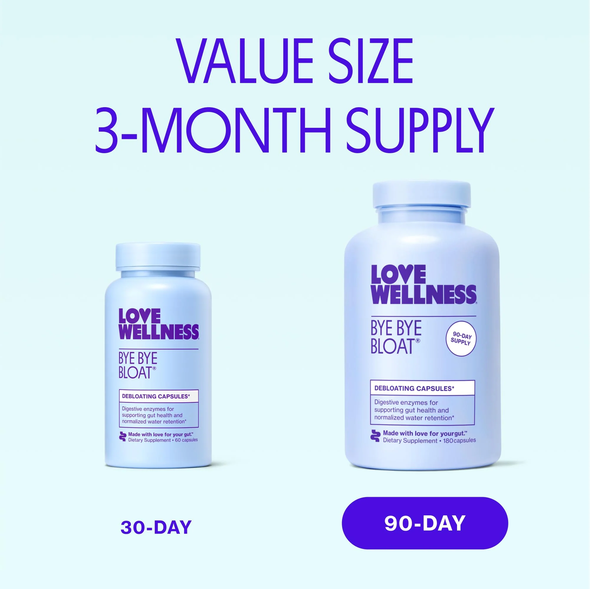 Love Wellness Bye Bye Bloat Digestive Enzymes | Bloating Relief for Women | 180 Count - Image 12