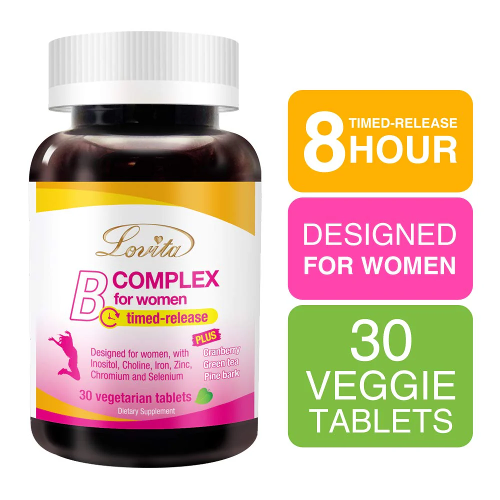 Lovita Vitamin B Complex for Women – Timed Release, 30 Veg Tablets (Pack of 3) - Image 2