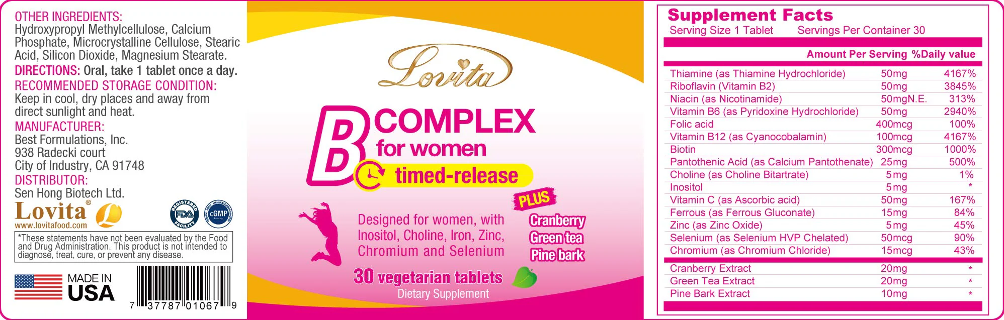 Lovita Vitamin B Complex for Women – Timed Release, 30 Veg Tablets (Pack of 3) - Image 5