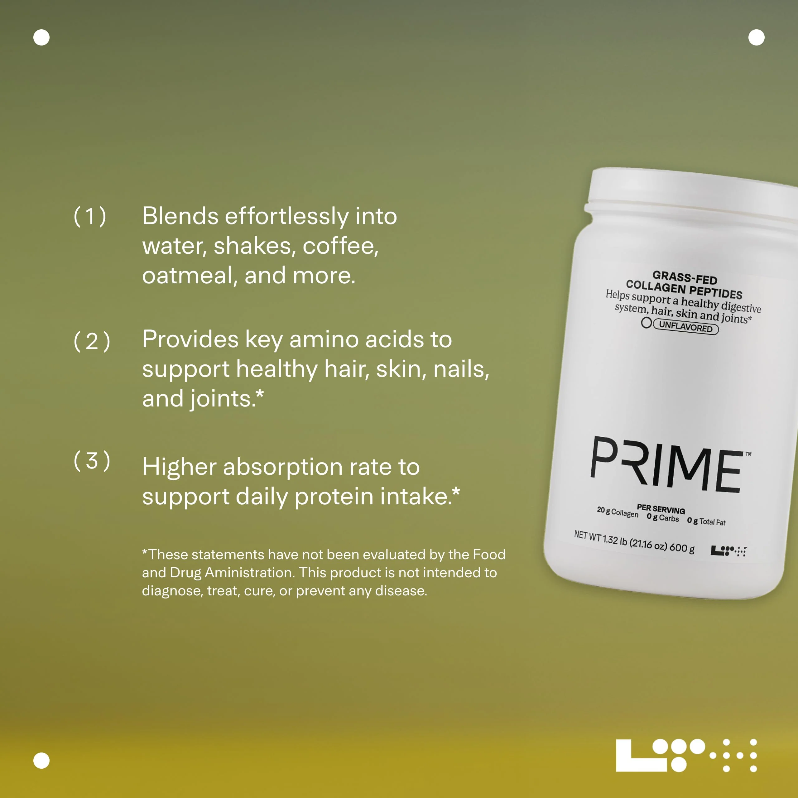 LTH Prime Collagen Peptides - Grass-Fed, Unflavored - 30 Servings - Image 5