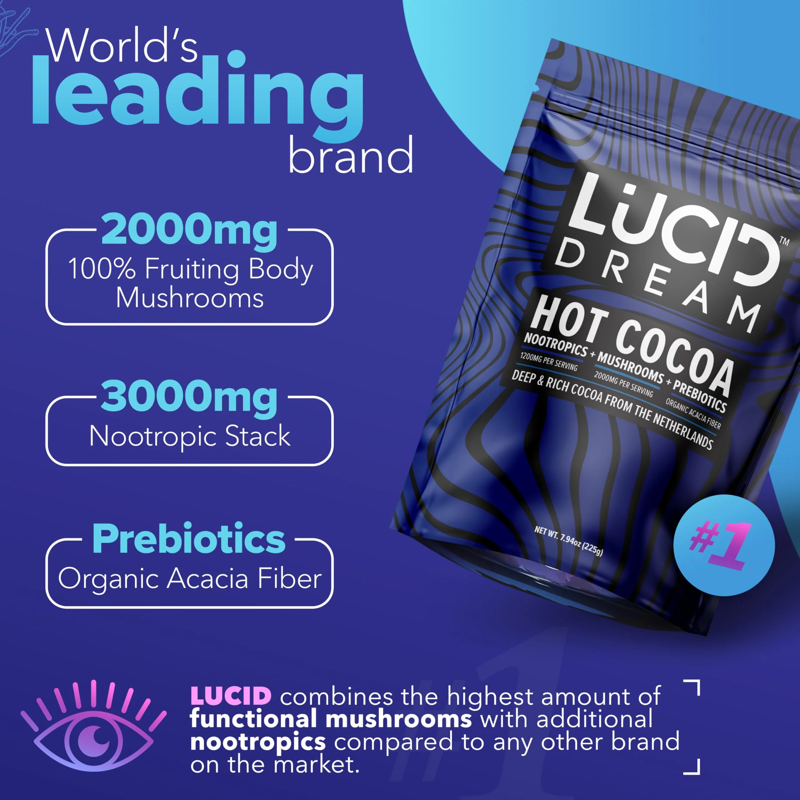 Lucid Dream Mushroom Hot Cocoa for Sleep – Nighttime Adaptogen Blend with Melatonin | 7.94 oz Chocolate - Image 5