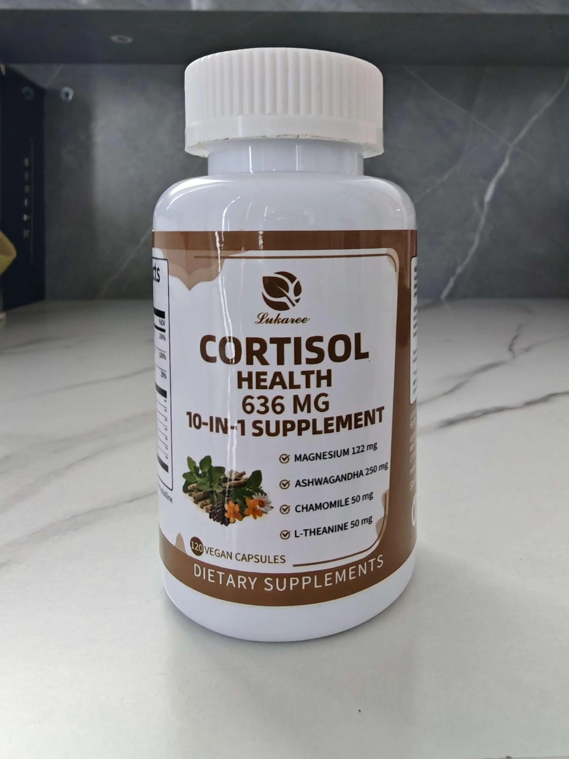 Lukaree 10-in-1 Cortisol Supplements – KSM-66 Ashwagandha + L-Theanine, 120 Caps (2 Pack) - Image 3