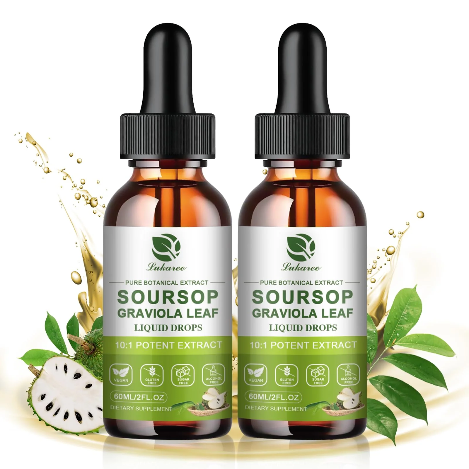 Lukaree Pure Soursop Leaf Extract Drops — 10X Concentrated Graviola, Alcohol-Free, Vegan & Non-GMO (4 fl oz) - Image 8