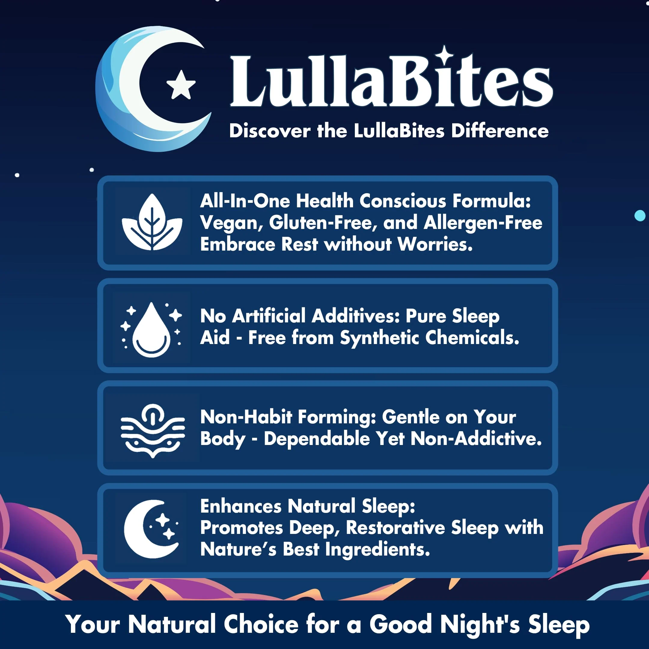 LullaBites Natural Sleep Gummies – Melatonin Free, 5-HTP & L-Theanine, Vegan & Halal – Strawberry, 60 Gummies - Image 4