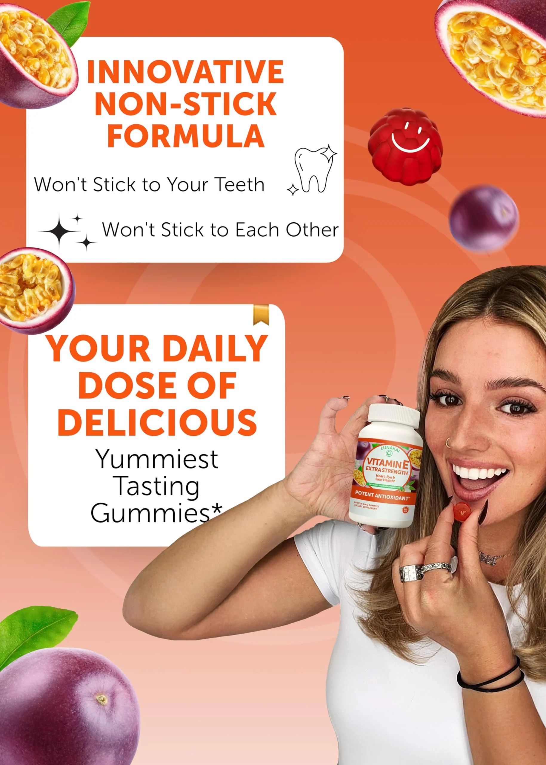 Lunakai Collagen + Vitamin E Gummies Bundle – Non-GMO, Vegan, Vitamin E 250 mg, Vitamin C 50 mg - Image 13