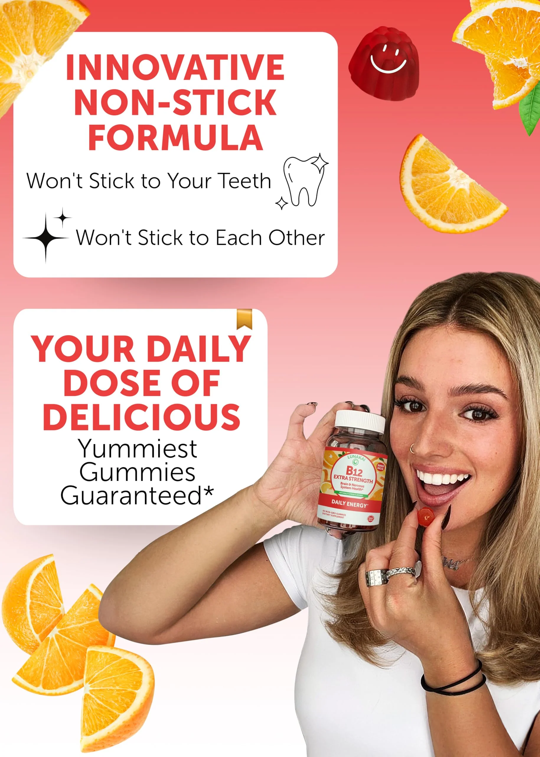 Lunakai Vitamin B12 & Women's Multivitamin Gummies Bundle - 3000mcg Methylcobalamin, 16 Essential Vitamins, 30 Days - Image 3