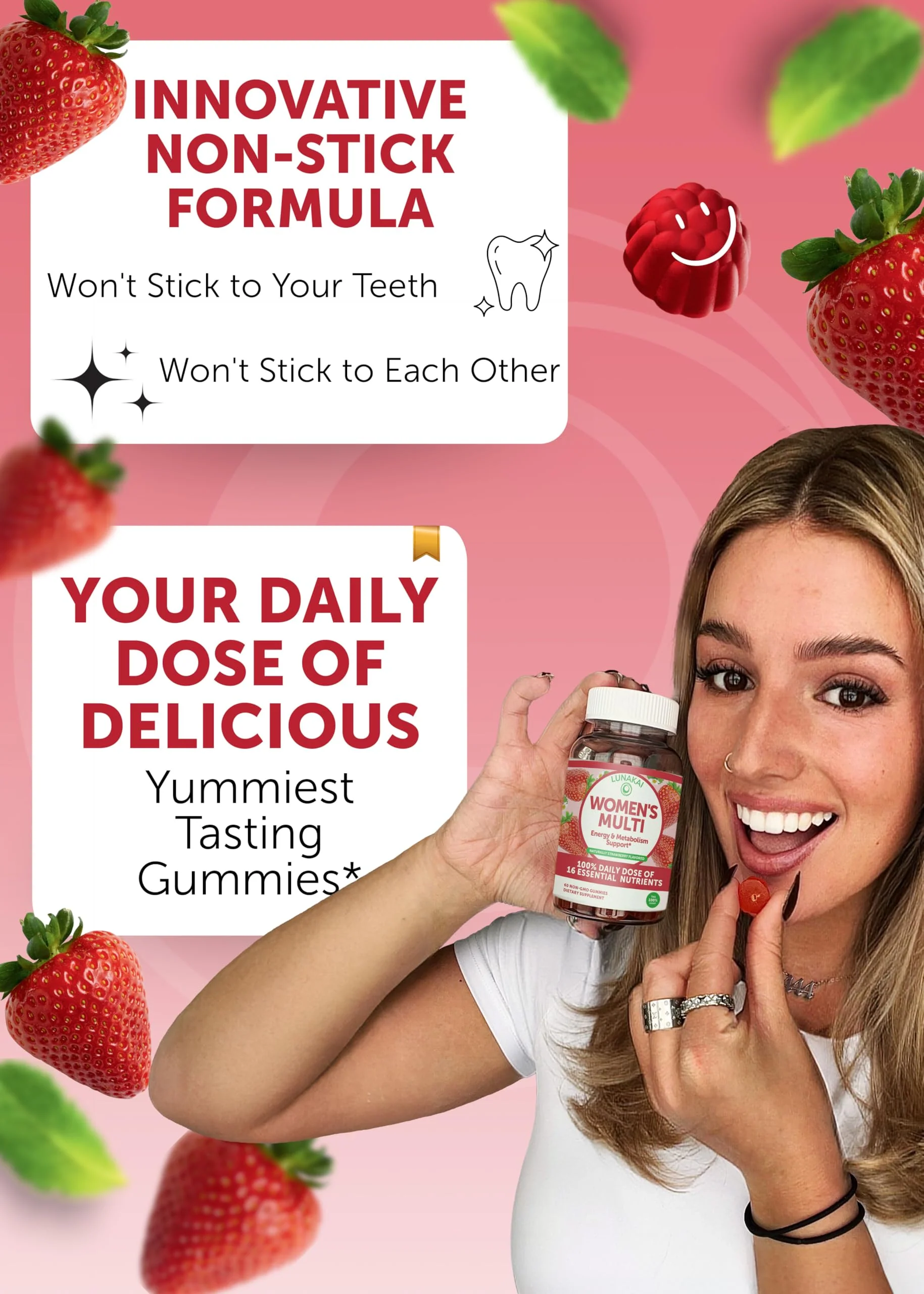 Lunakai Vitamin B12 & Women's Multivitamin Gummies Bundle - 3000mcg Methylcobalamin, 16 Essential Vitamins, 30 Days - Image 4