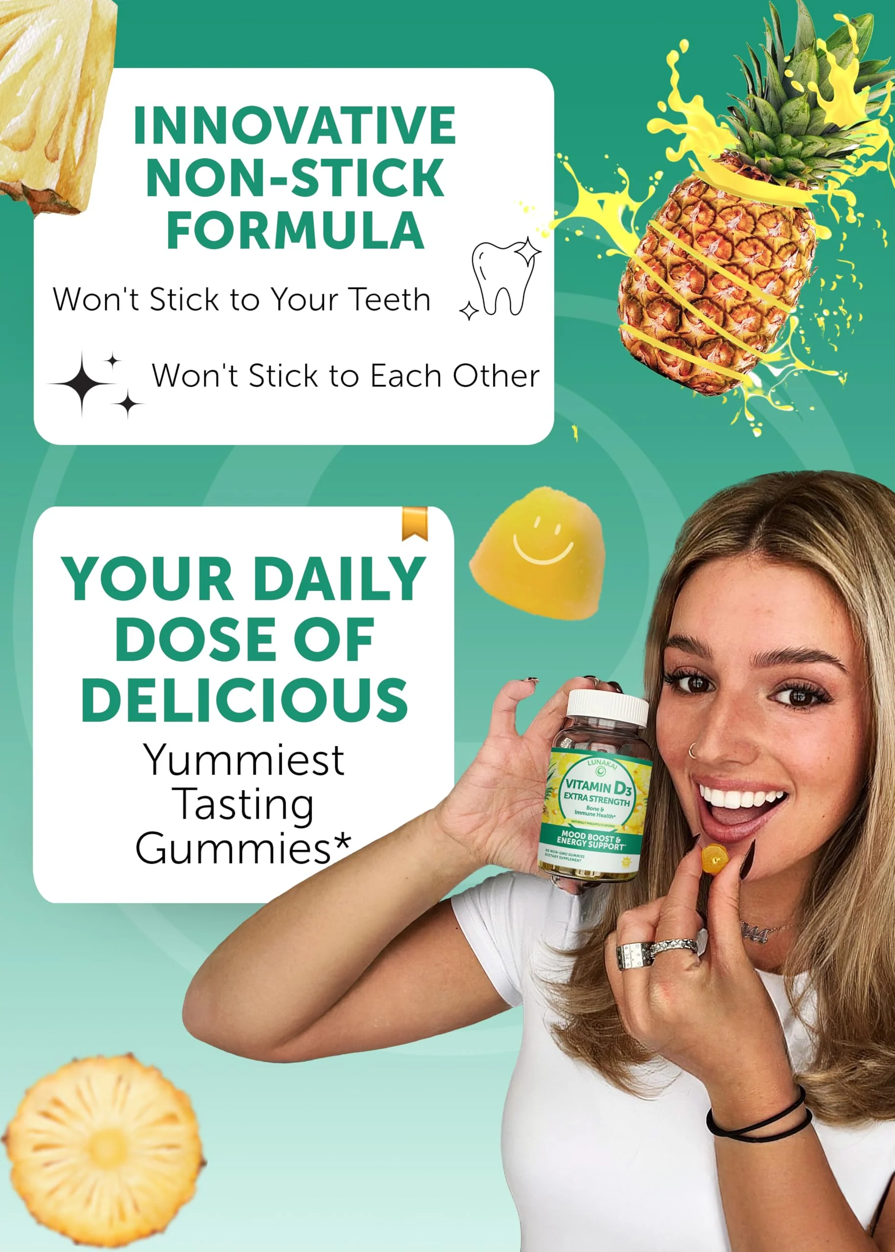 Lunakai Vitamin D3 2000IU & Vitamin B12 Gummies Bundle – Energy, Mood & Immunity Support (30 Days) - Image 12