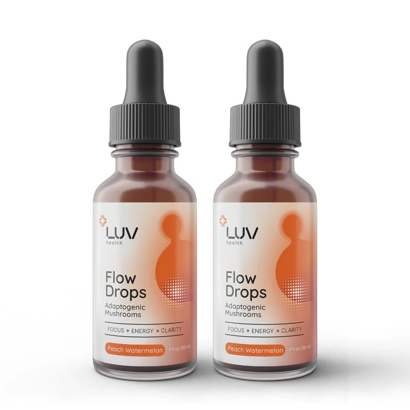 LUV health Flow Drops – Energy, Focus & Immune Support | Adaptogenic Mushrooms (Vegan, Made in USA)