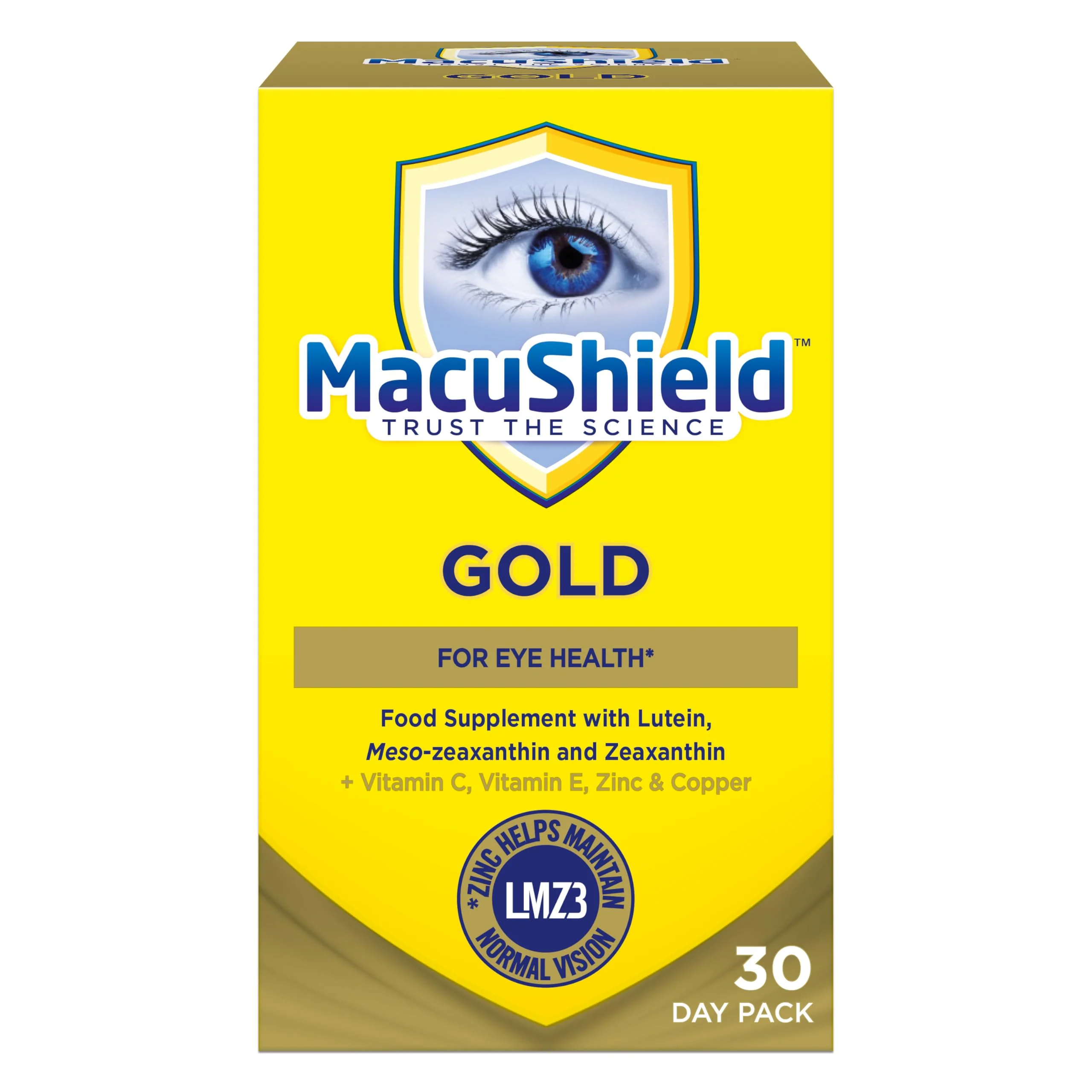Macu Shield Gold 90 Capsules | Eye Health Supplement with Lutein, Zeaxanthin & Meso-zeaxanthin