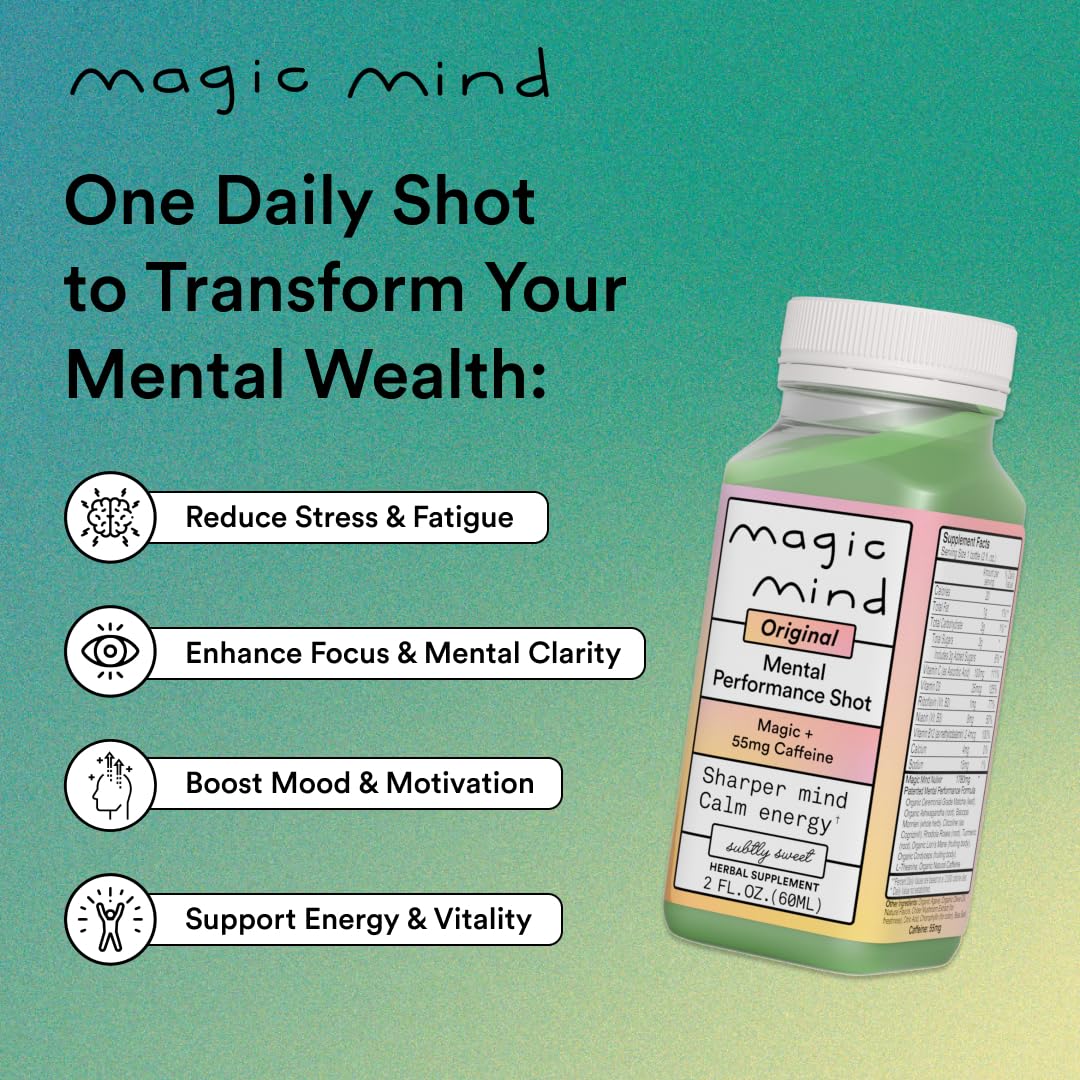 Magic Mind Focus Energy Drink Shots – No Jitters, Stress Relief, Matcha, Ashwagandha, Mushrooms | 2 fl oz (30 Pack) - Image 11