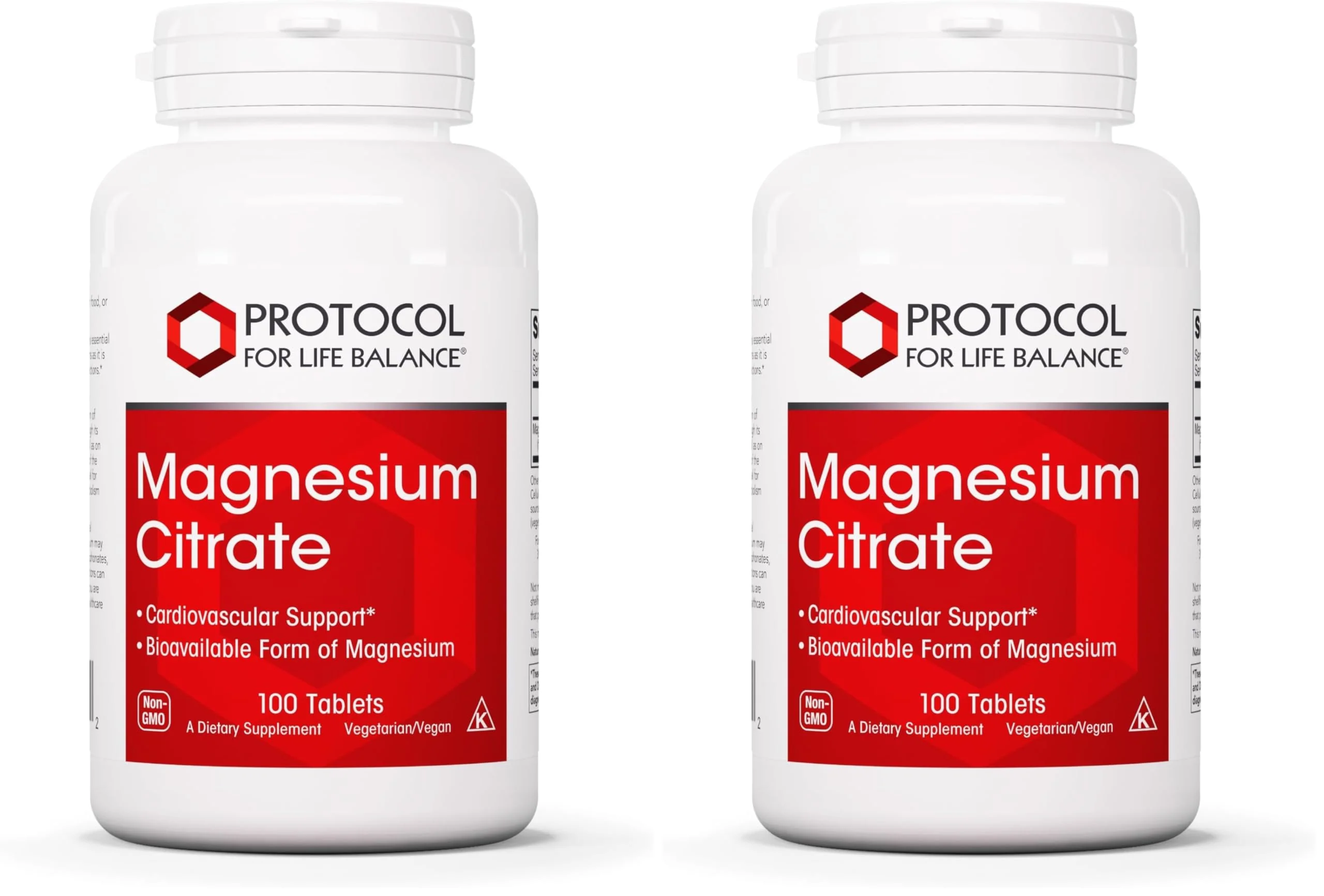 Magnesium Citrate 400mg – Heart Health & Bone Support | Protocol for Life Balance | Vegan, Kosher & Halal | 100 Tabs (Pack of 2)