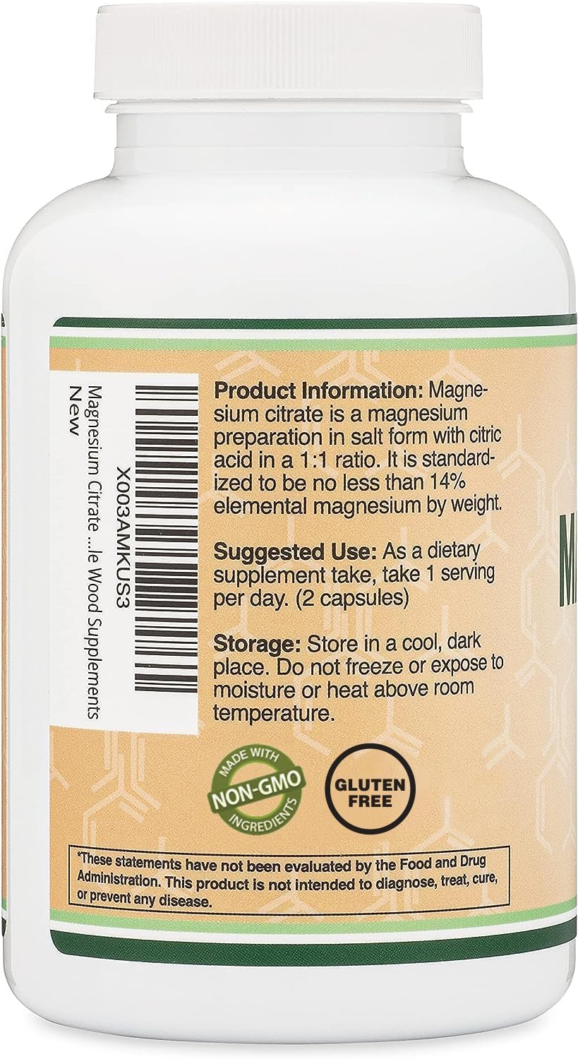 Magnesium Citrate 800mg – 180 Capsules | Digestion & Constipation Support | Vegan, Non-GMO | Double Wood Supplements (Pack of 2) - Image 5