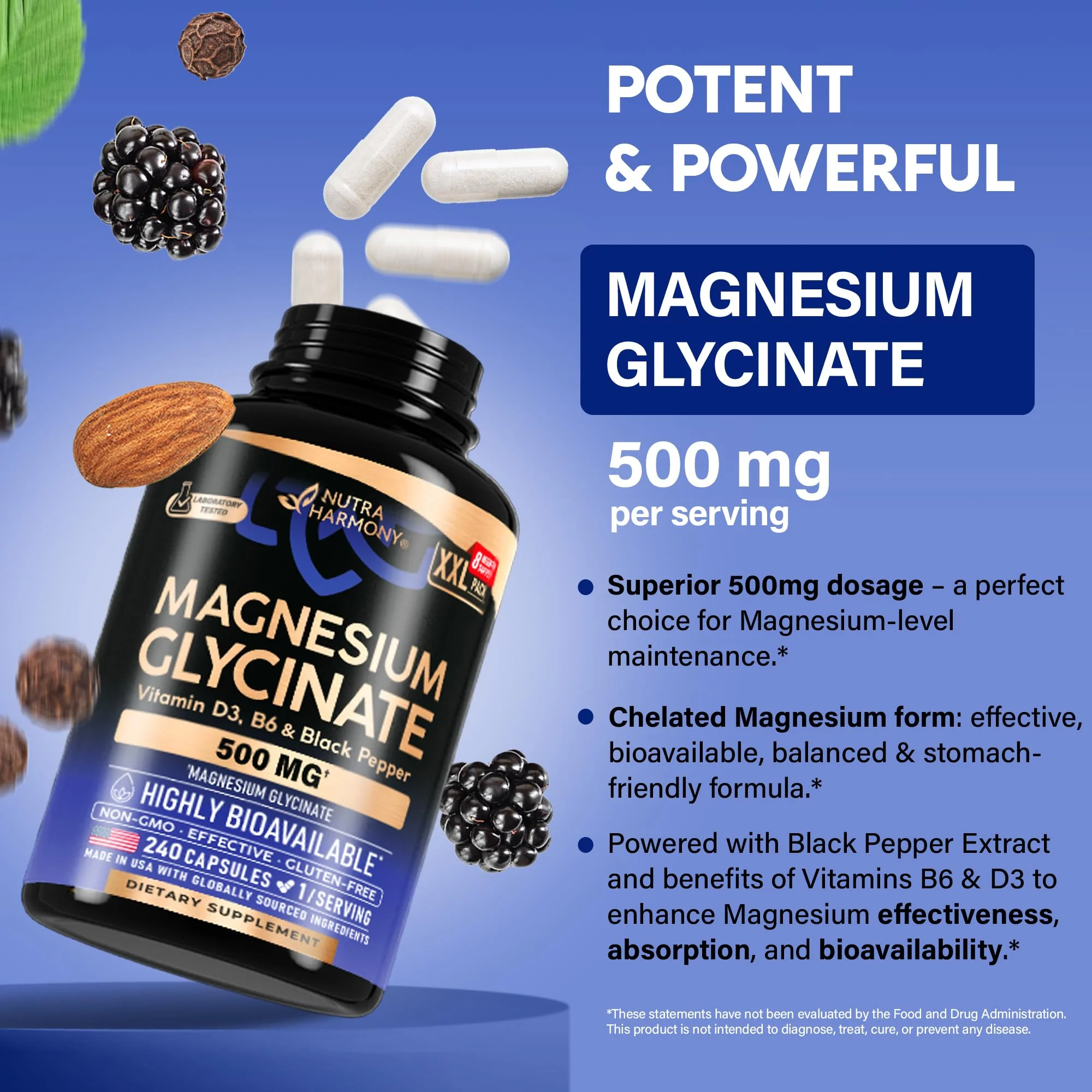 Magnesium Glycinate 500 mg – 98% Absorption | Sleep, Muscles & Heart Health | USA Made - Image 4