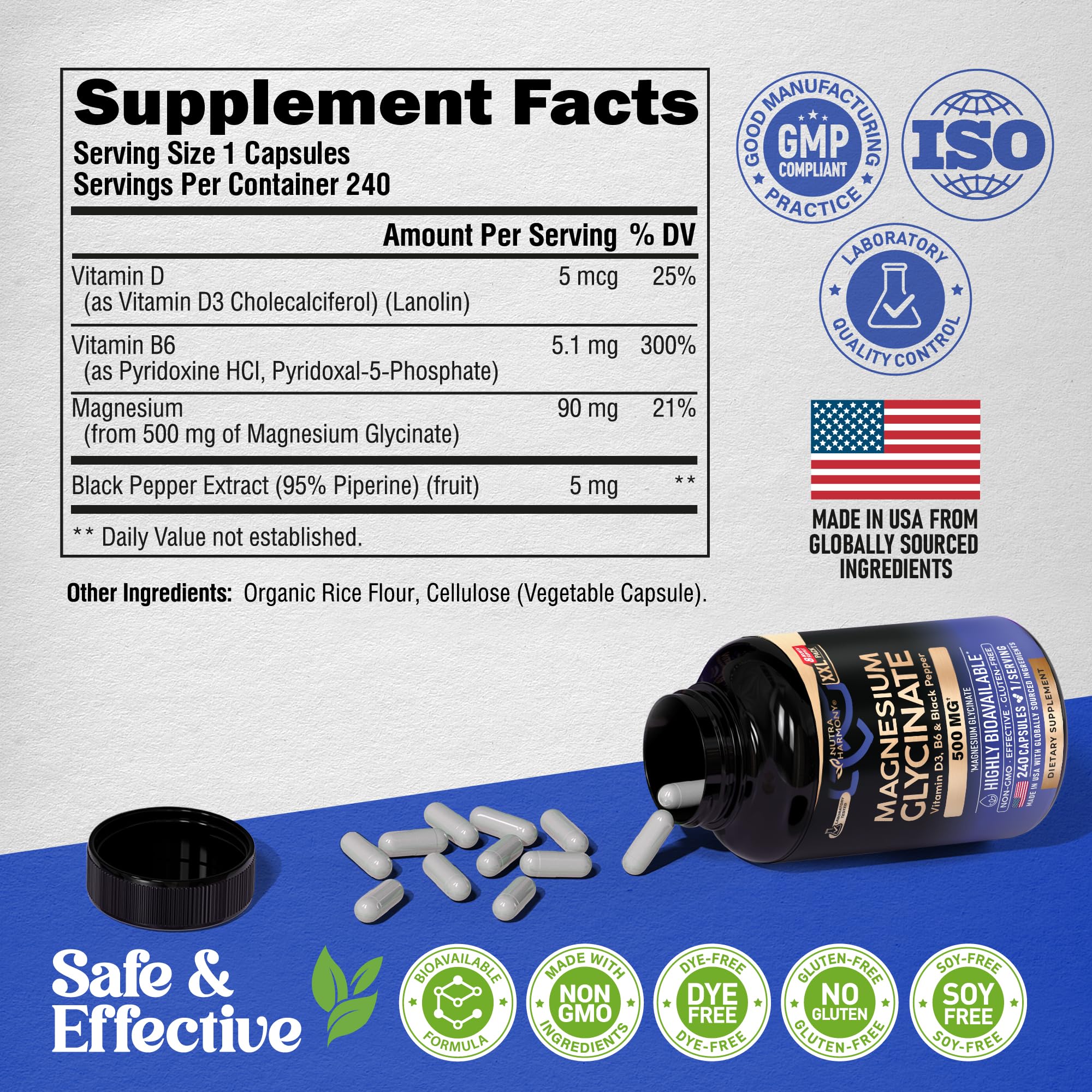 Magnesium Glycinate 500 mg – 98% Absorption | Sleep, Muscles & Heart Health | USA Made - Image 7