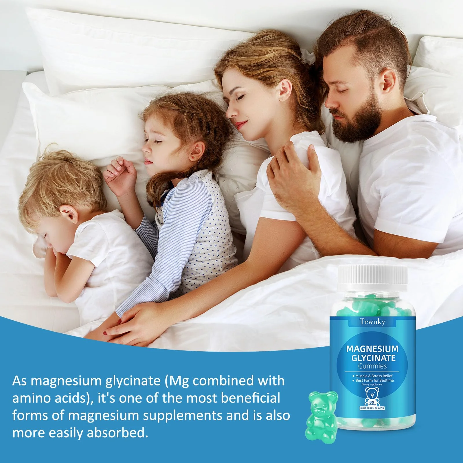 Magnesium Glycinate Gummies – Sugar-Free, Vegan Blueberry (2 Bottles) for Sleep, Stress & Muscle Support - Image 5