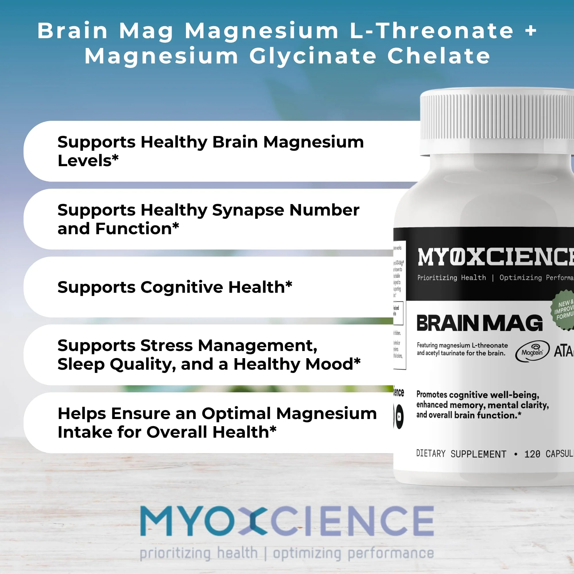 Magnesium L-Threonate + ATA Mag + Magnesium Glycinate | Cognitive Support, Memory & Mental Clarity | 120 Capsules - Image 5