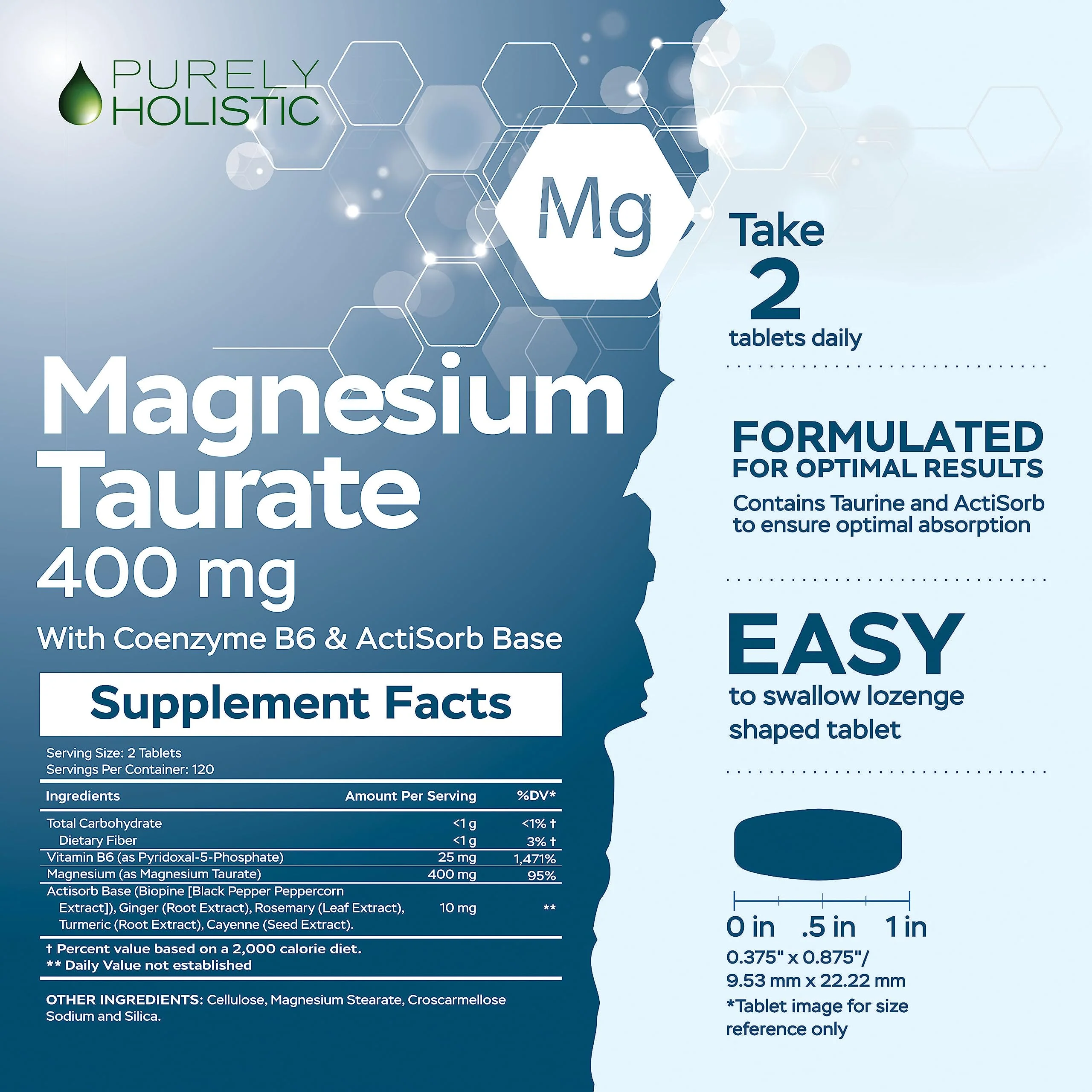 Magnesium Taurate 400mg Tablets – Chelated Mg with Taurine & B6 | 240 Vegan Tablets - Image 3
