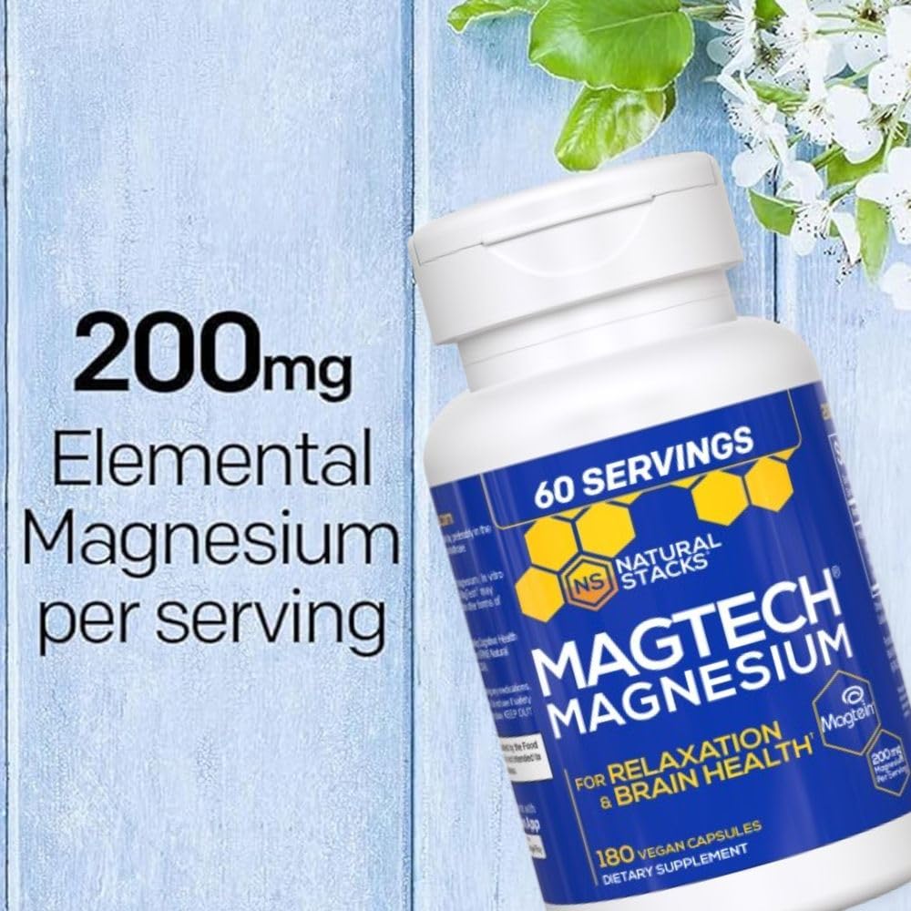 MagTech Magnesium Complex - 3-Form Magnesium (Magtein L-Threonate, Glycinate & Taurate) 200mg, 180 Capsules | NATURAL STACKS - Image 15