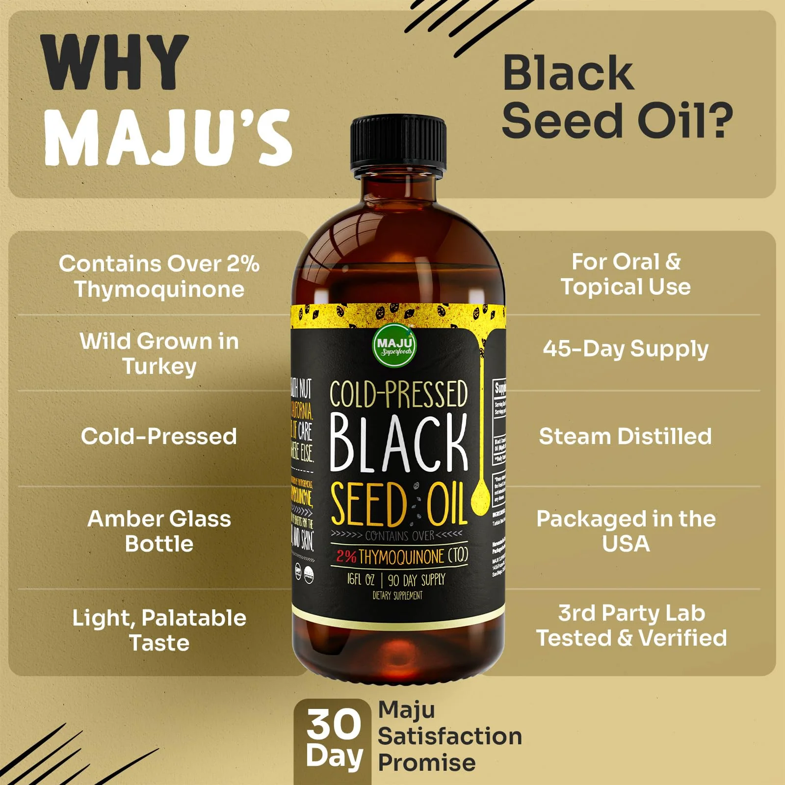 MAJU Black Seed Oil 16oz – 3X Thymoquinone, Cold-Pressed Turkish Nigella Sativa - Image 6
