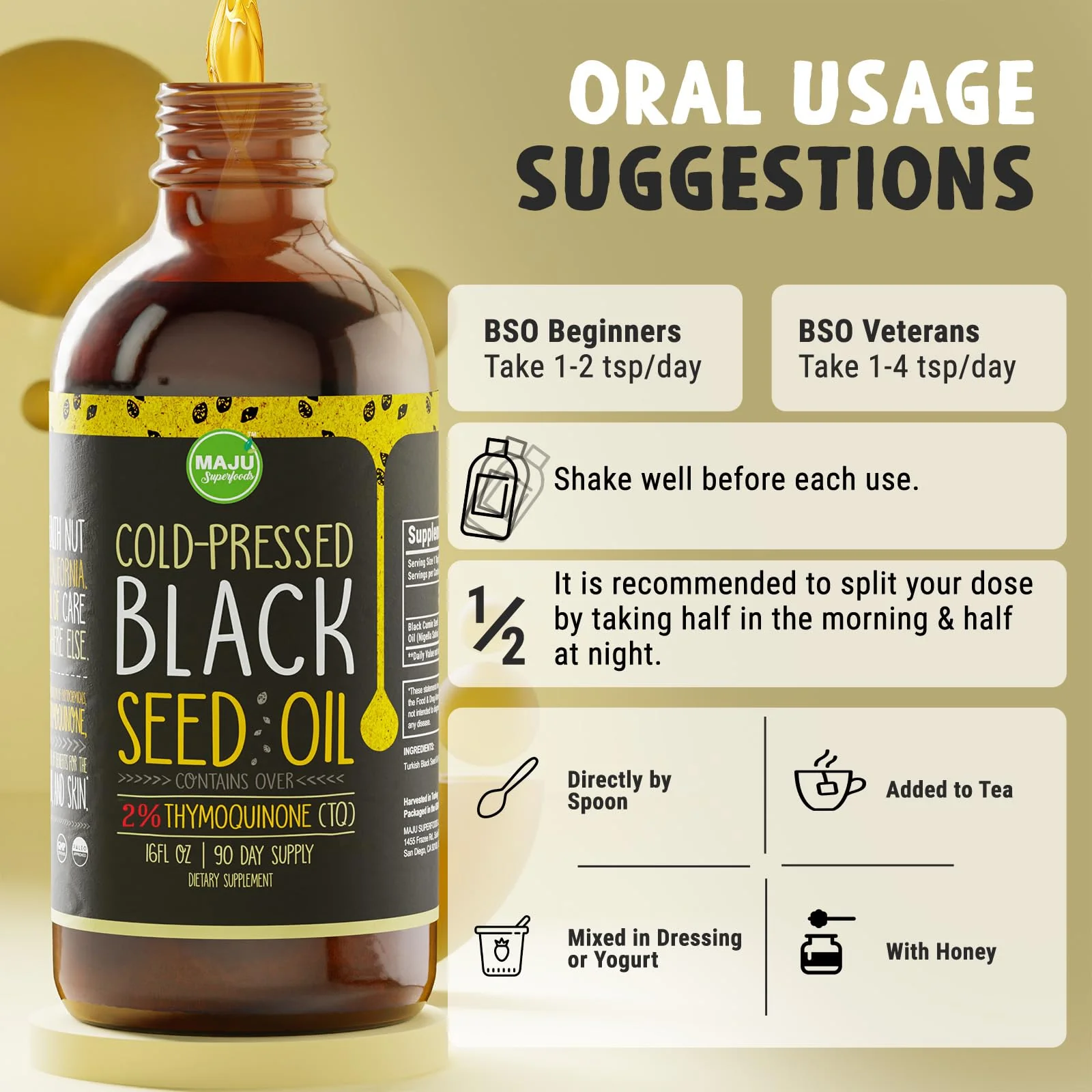 MAJU Black Seed Oil 16oz – 3X Thymoquinone, Cold-Pressed Turkish Nigella Sativa - Image 8