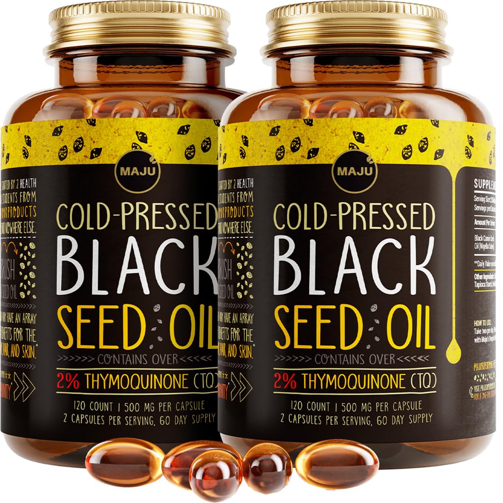 Maju Superfoods Black Seed Oil Capsules – 2% Thymoquinone, 120x500mg, Cold-Pressed Turkish Nigella Sativa (2-Pack) - Image 8