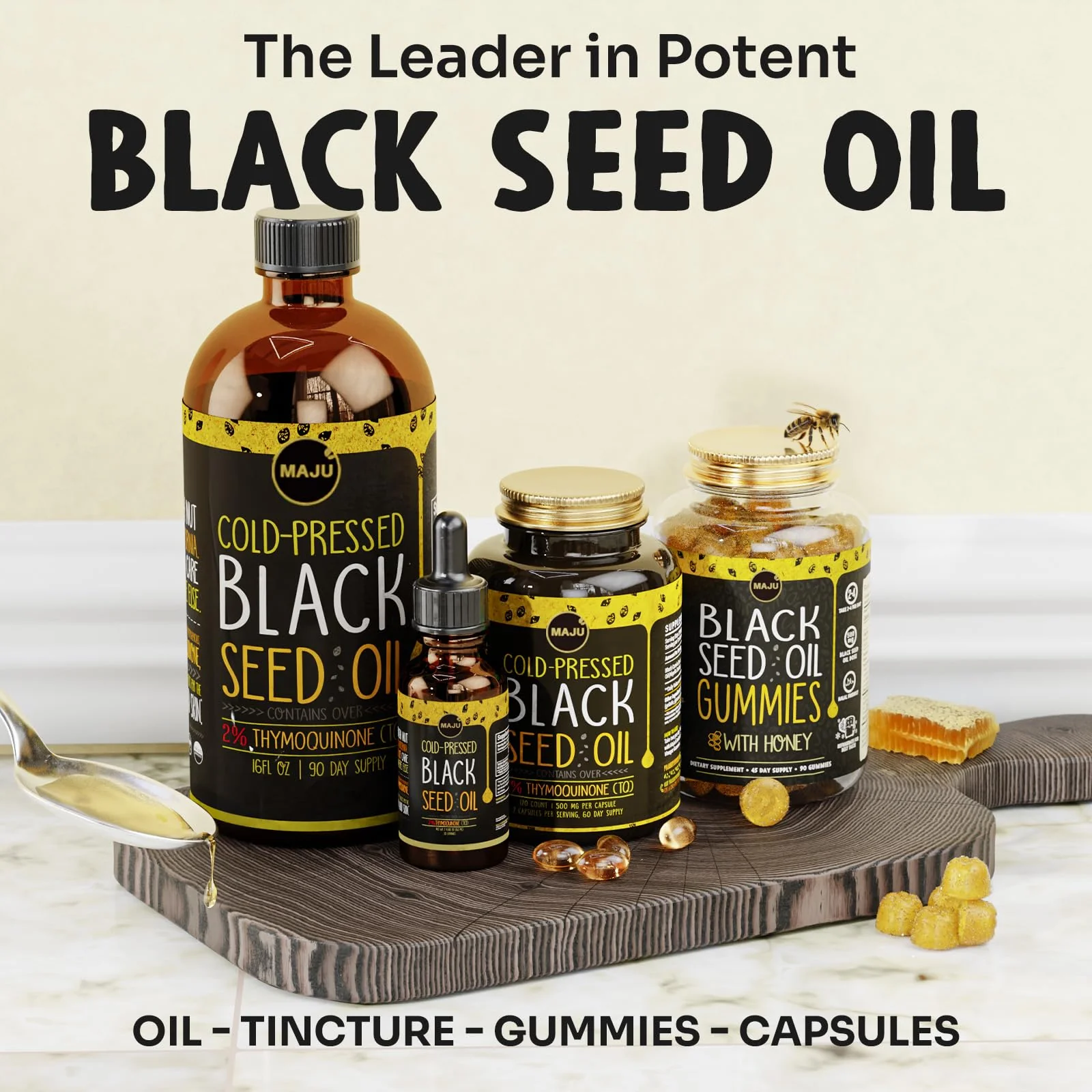 Maju Superfoods Black Seed Oil Capsules – Organic Turkish Nigella Sativa, Cold-Pressed, 2% Thymoquinone, 120 Count (3-Pack) - Image 2