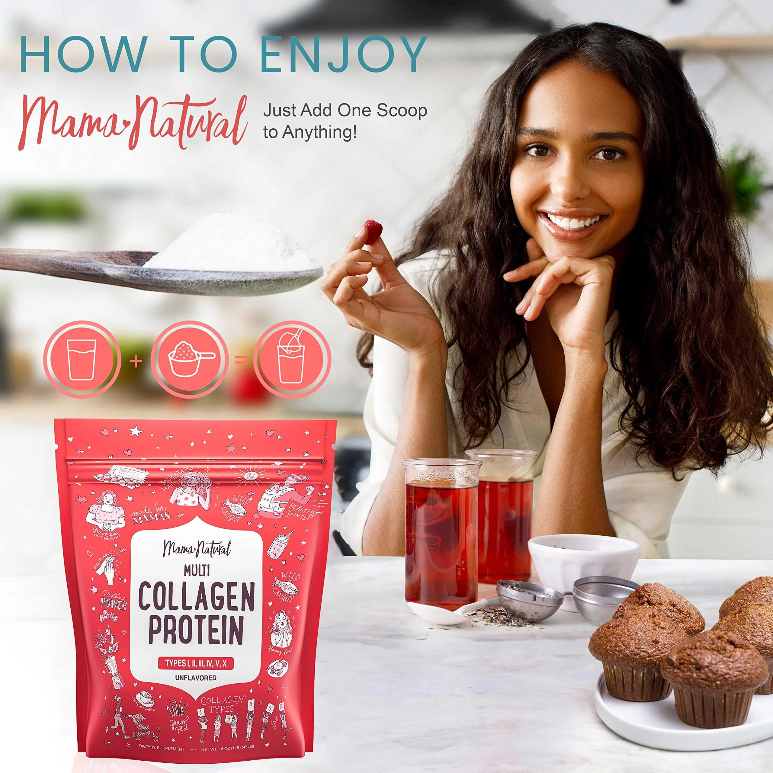 Mama Natural Multi Collagen Protein Powder – Unflavored, Hydrolyzed 16 oz | Grass-Fed Bovine, Wild Fish & Eggshell Membrane - Image 10