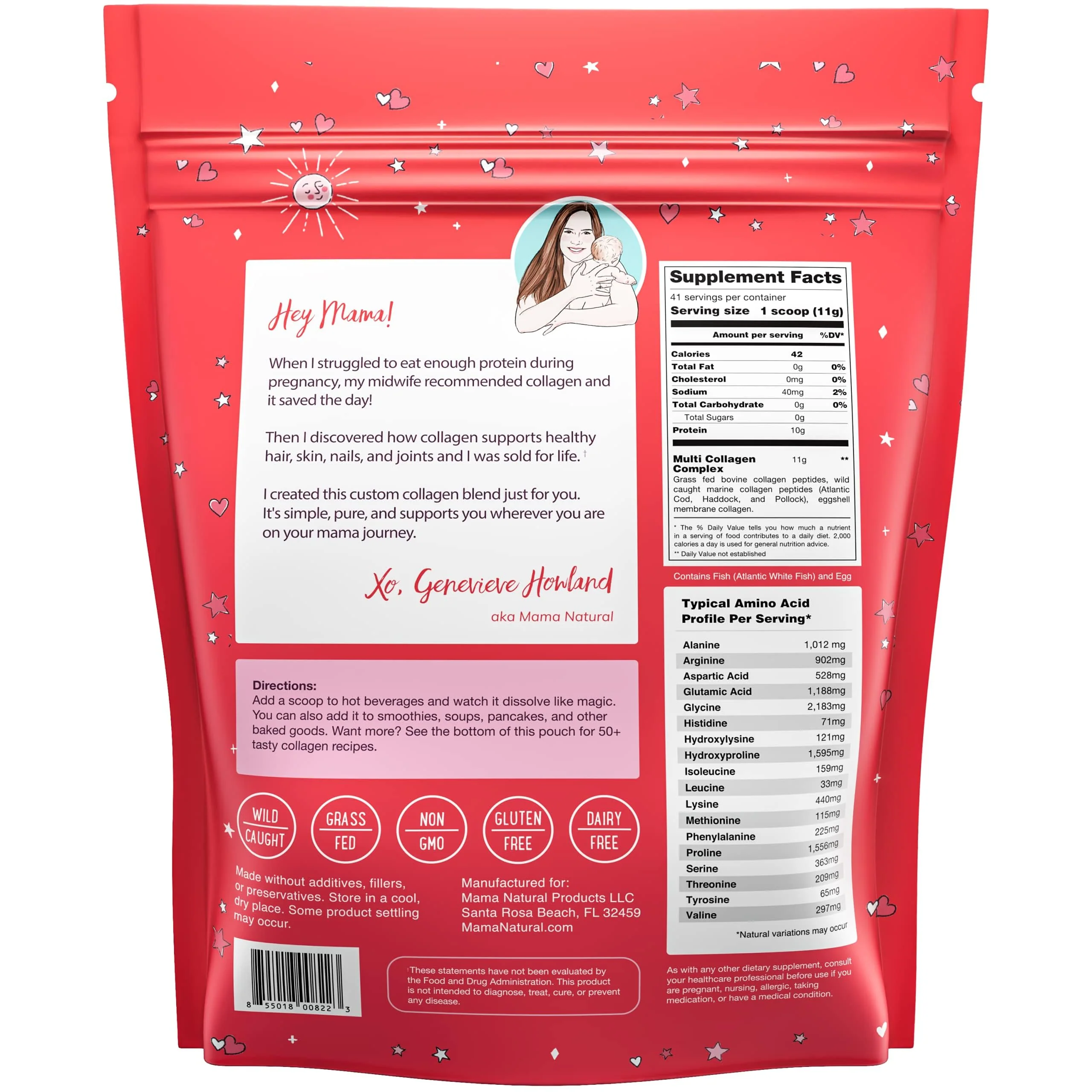 Mama Natural Multi Collagen Protein Powder – Unflavored, Hydrolyzed 16 oz | Grass-Fed Bovine, Wild Fish & Eggshell Membrane - Image 14