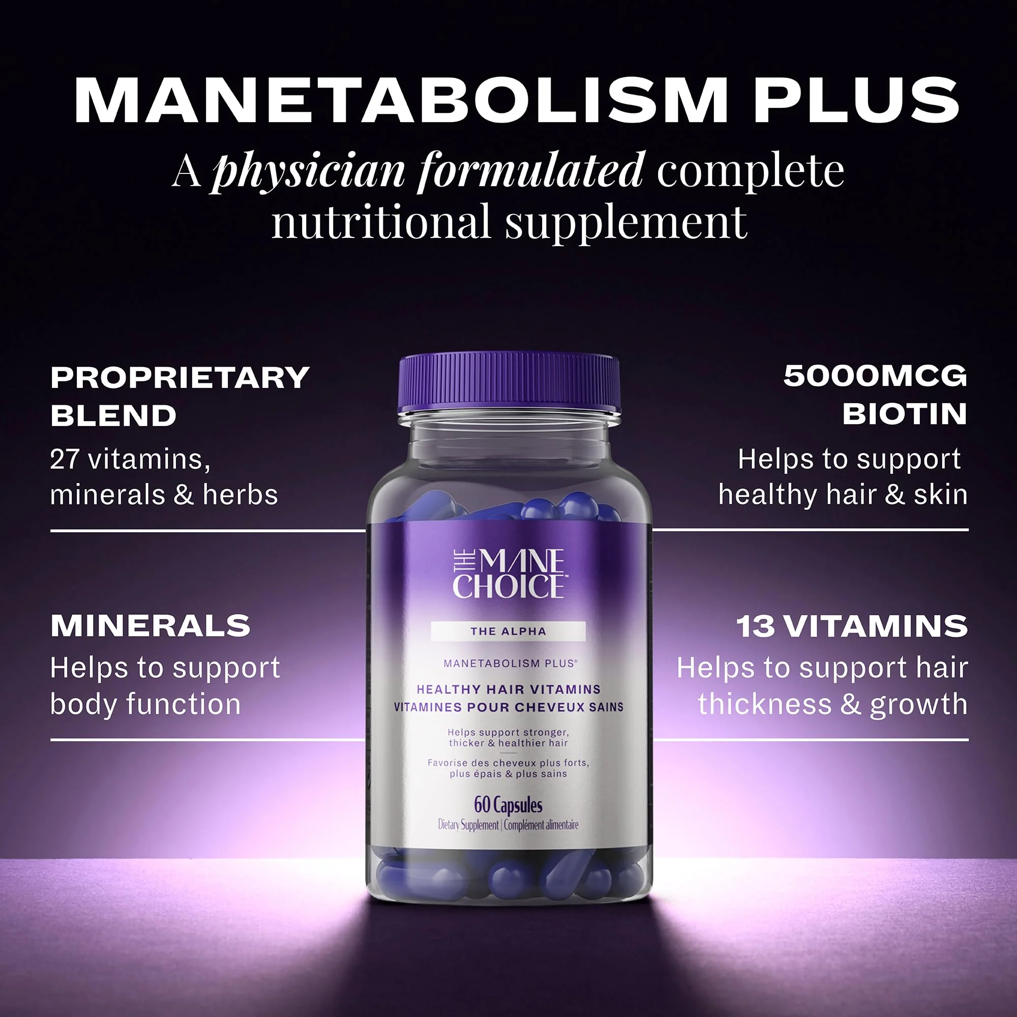 Manetabolism Plus Healthy Hair Growth Vitamins | Hair, Skin & Nails – 60 Capsules - Image 4