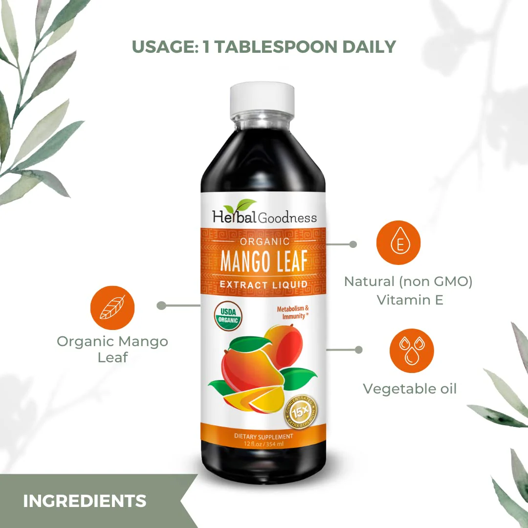 Mango Leaf Extract Liquid Organic - African Mango - Gut, Immunity, Digestive Support, General Wellness - Natural Supplements -12oz btl - Herbal Goodness - Image 11