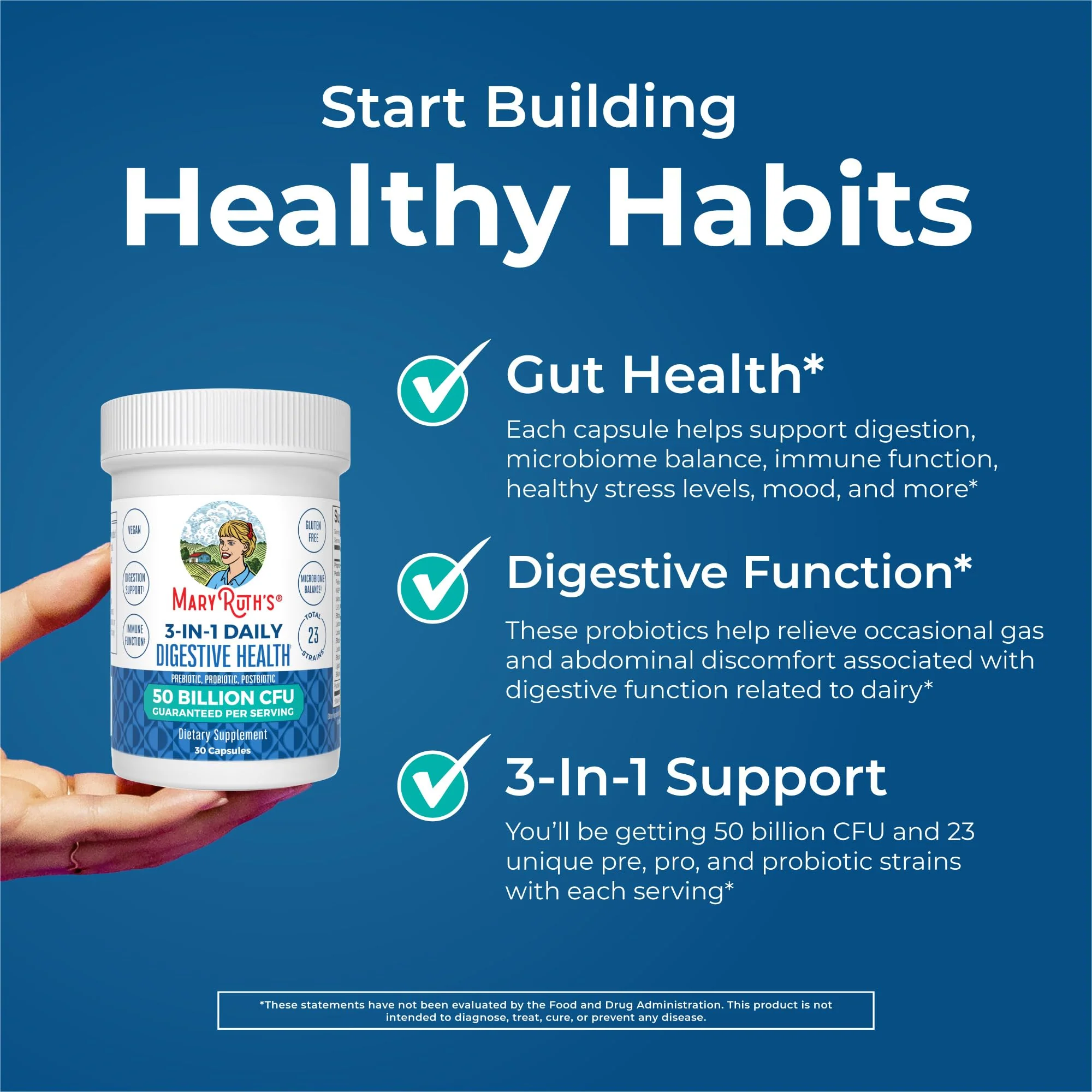 MaryRuth Organics 3-in-1 Probiotics for Digestive Health | 50B CFU, 23 Strains, Vegan - Image 5
