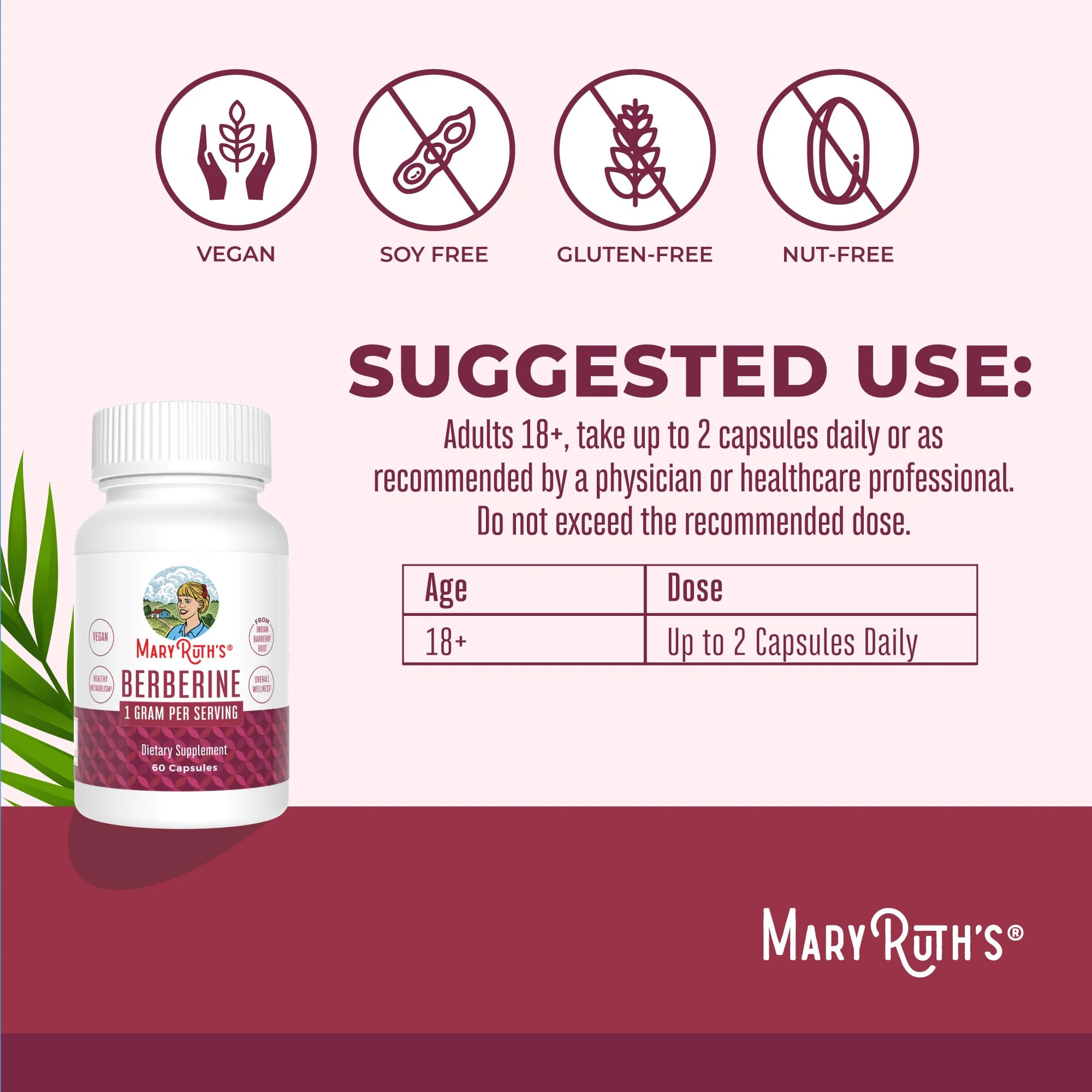 MaryRuth Organics Berberine 1000 mg – 30 Servings | Vegan Capsules - Image 12